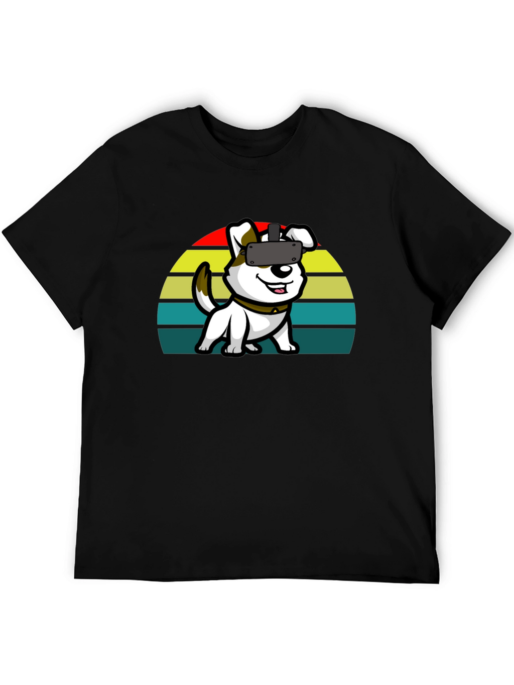 VR Dog Graphic Tee - Black Cotton Comfort