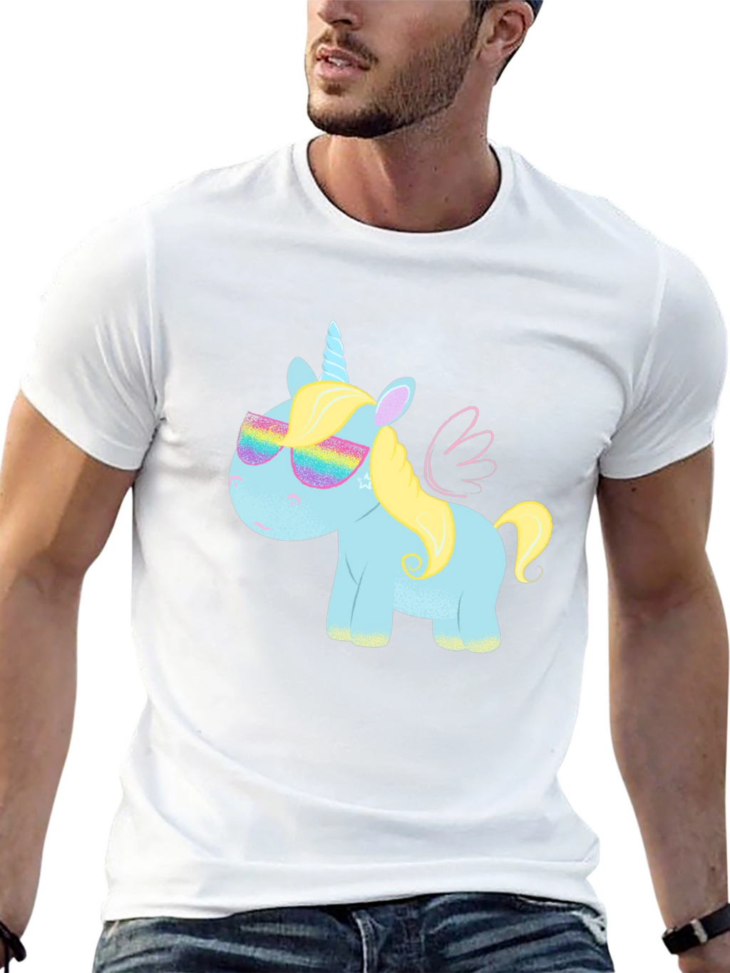 Unicorn T-Shirt with Rainbow Glasses