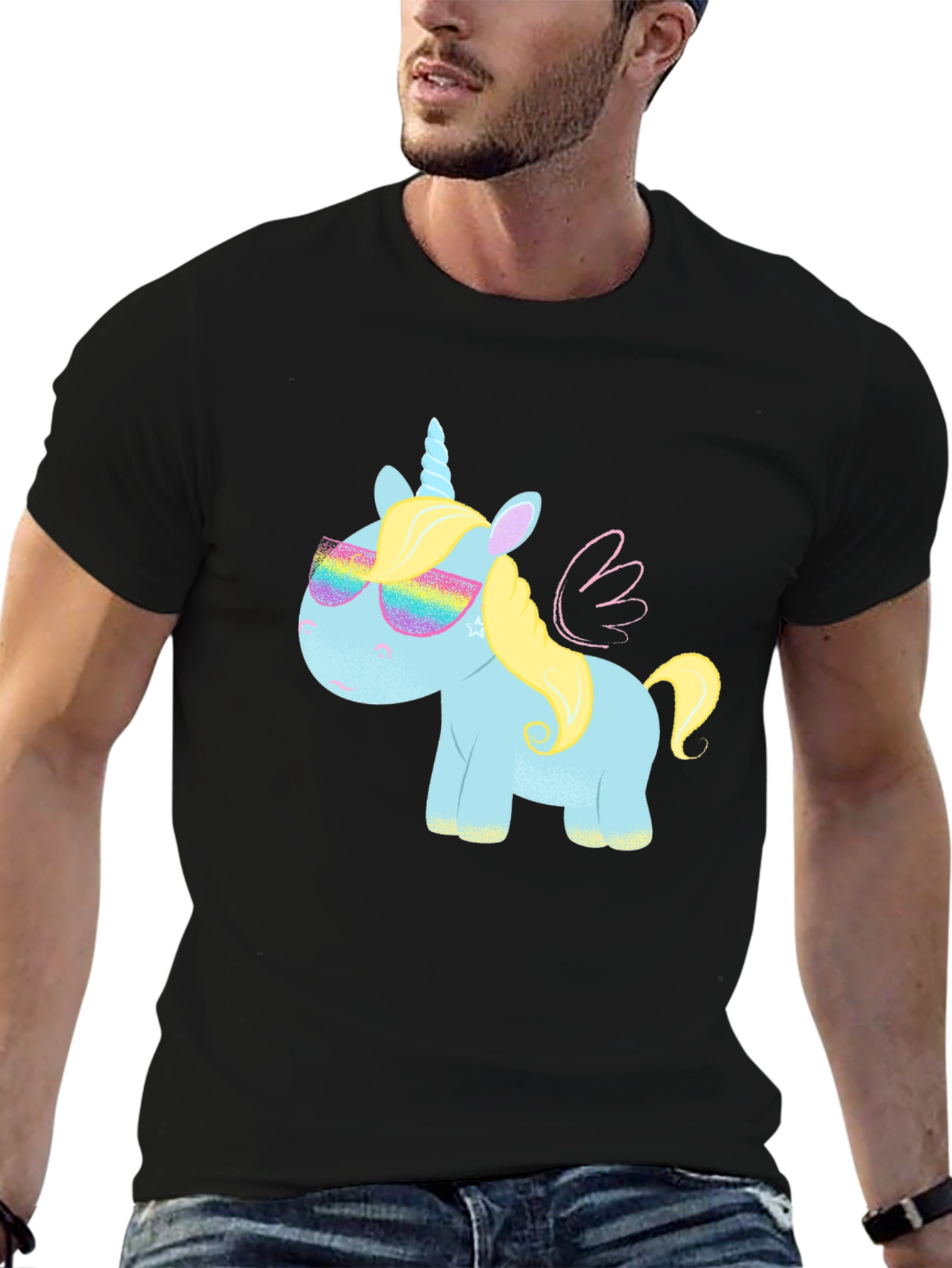 Unicorn T-Shirt with Rainbow Glasses