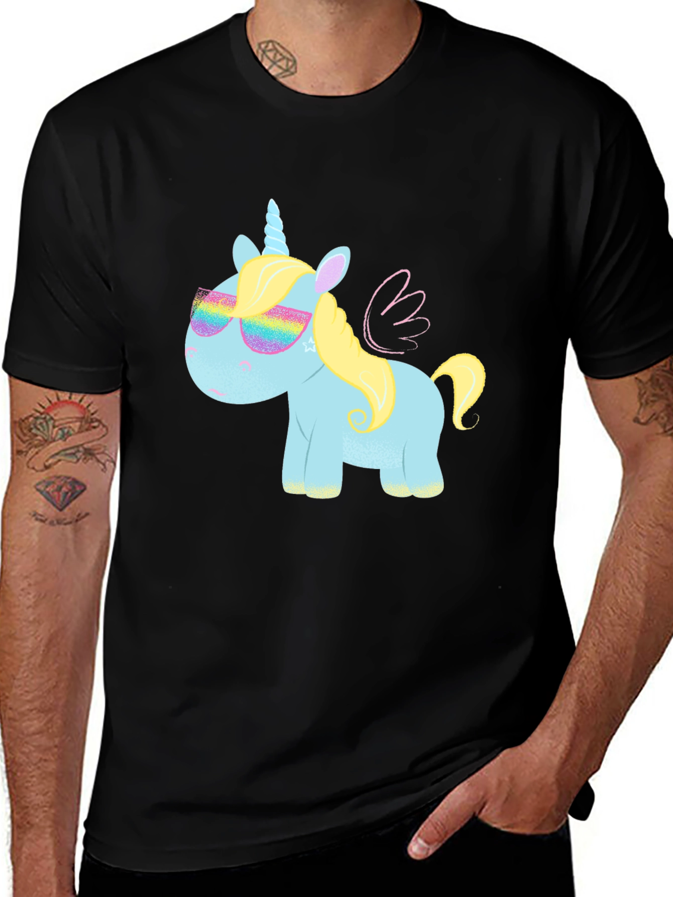 Unicorn T-Shirt with Rainbow Glasses