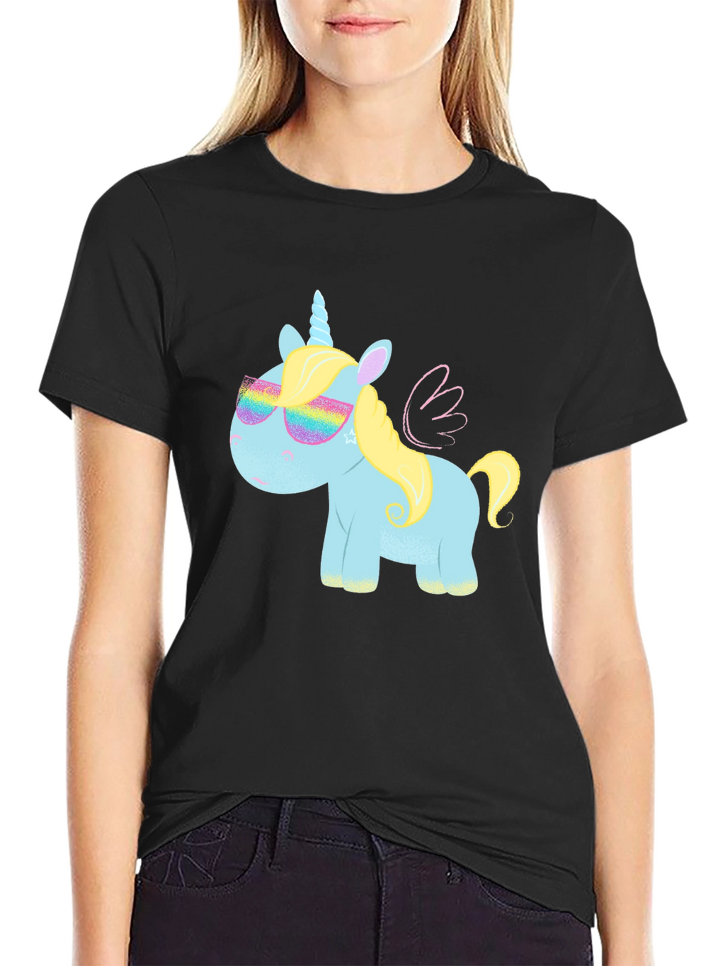 Unicorn T-Shirt with Rainbow Glasses