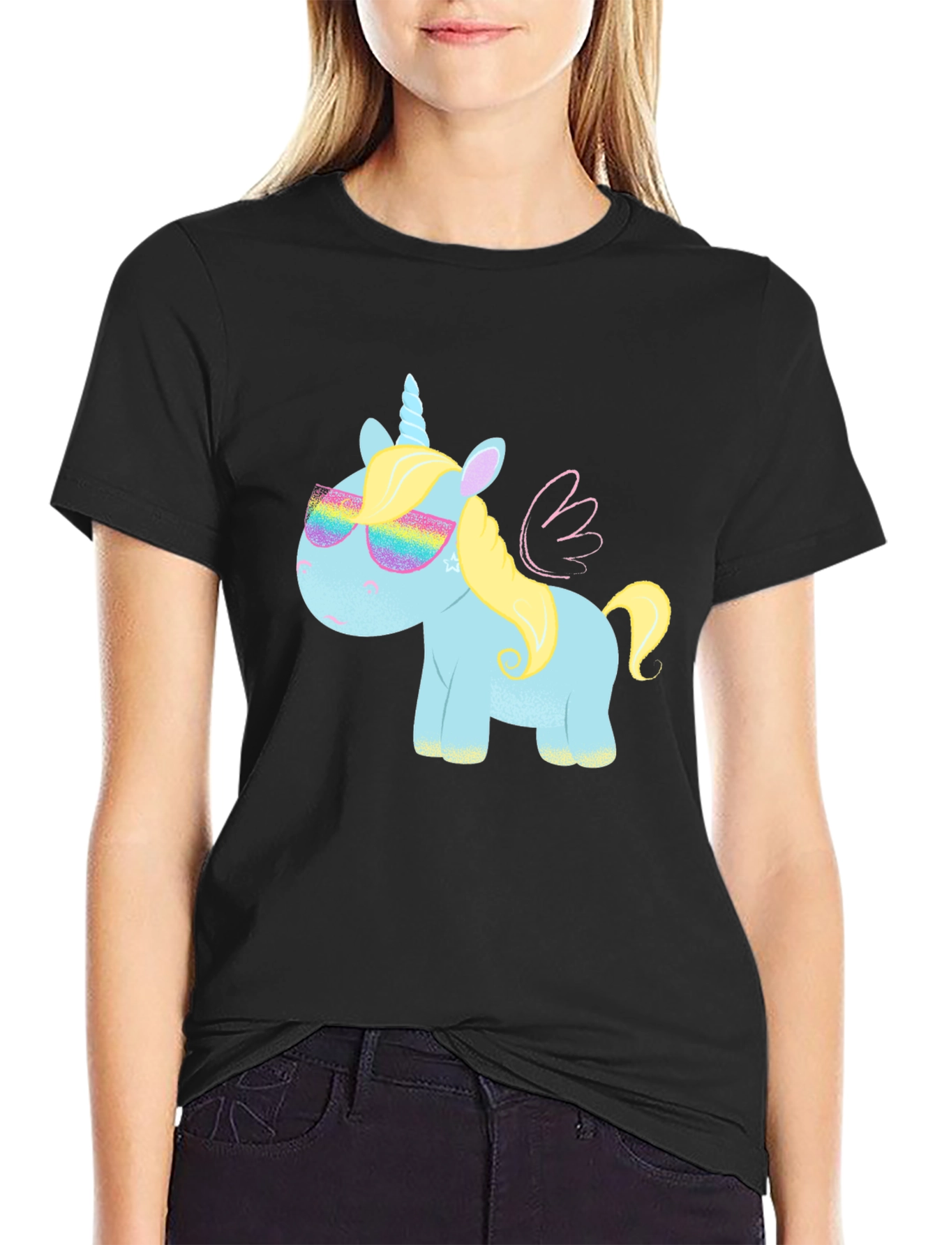 Unicorn T-Shirt with Rainbow Glasses