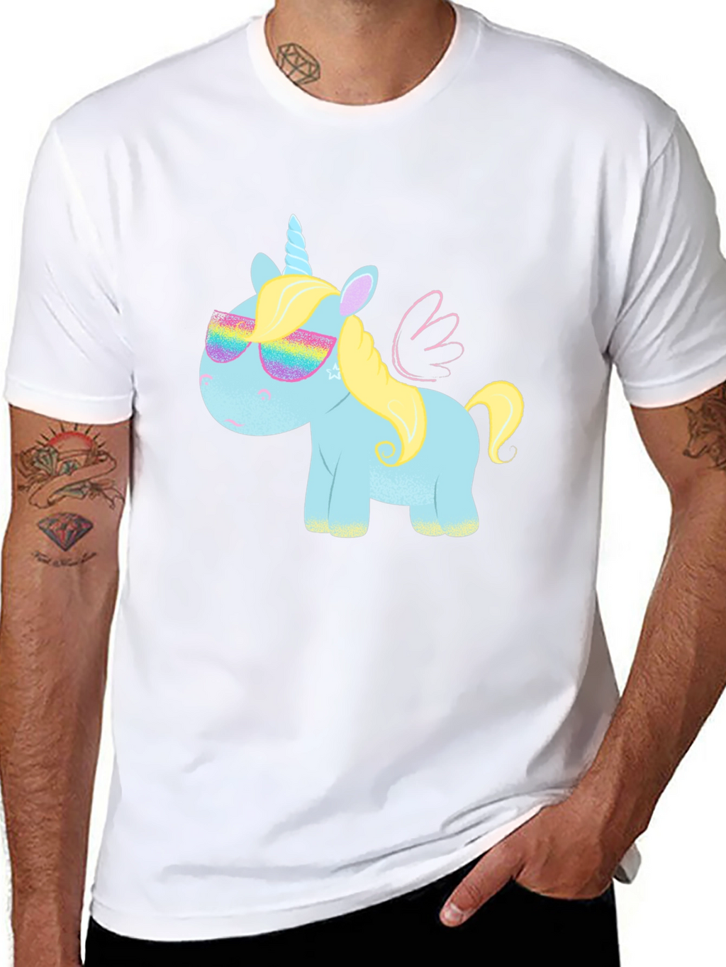 Unicorn T-Shirt with Rainbow Glasses