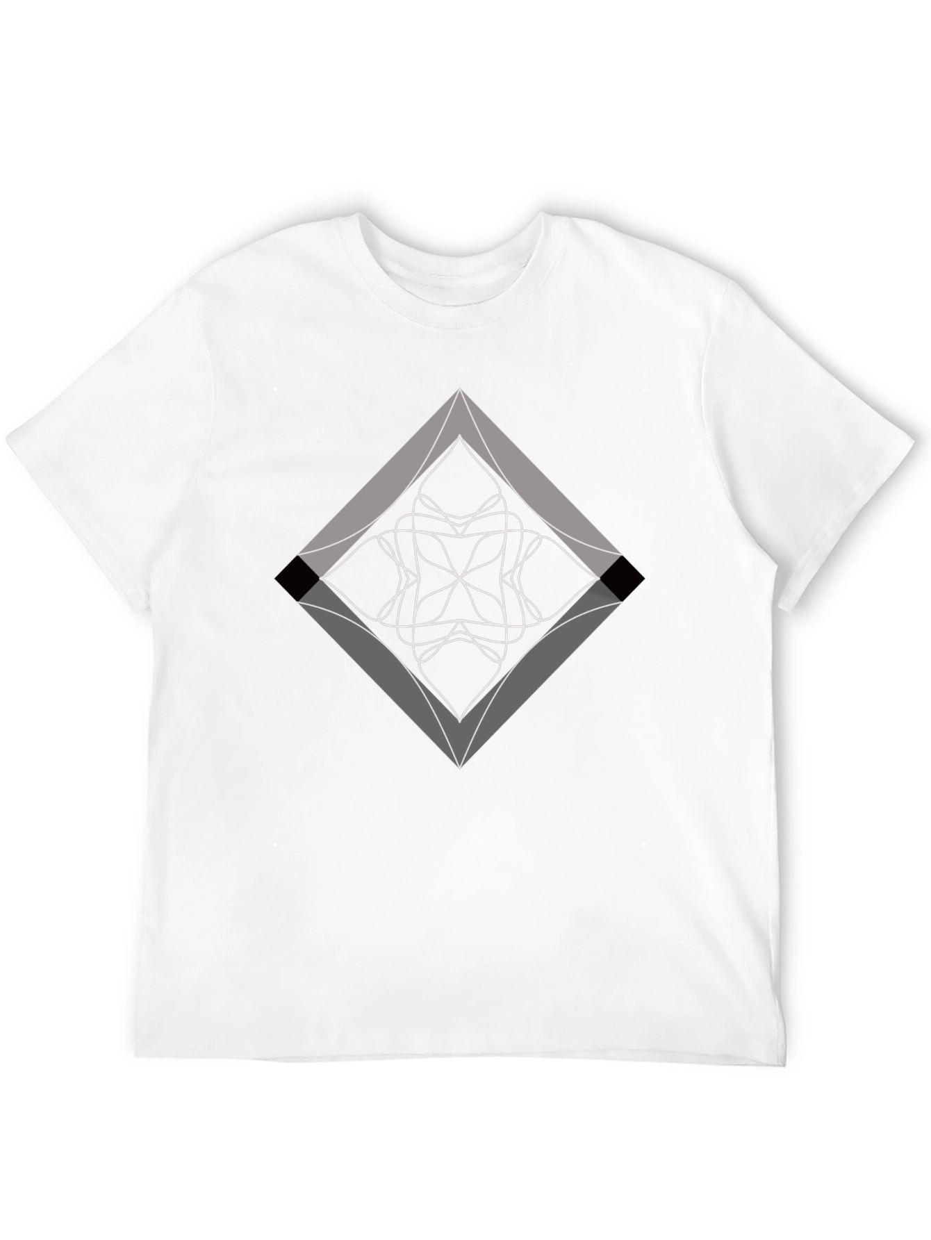 Abstract Diamond Graphic Black T-Shirt