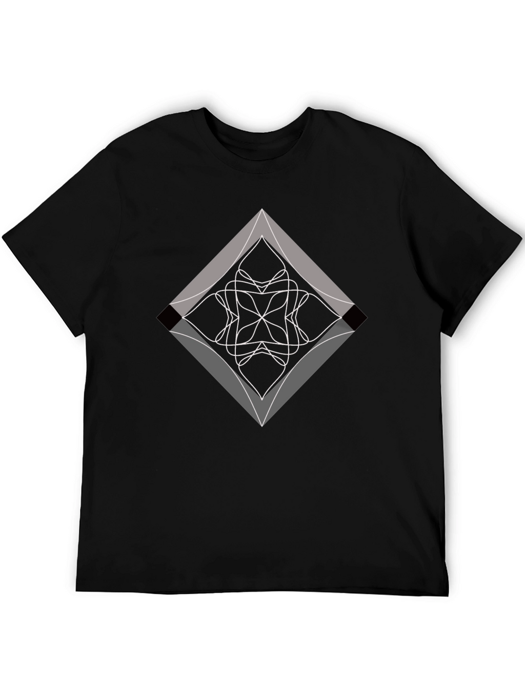 Abstract Diamond Graphic Black T-Shirt
