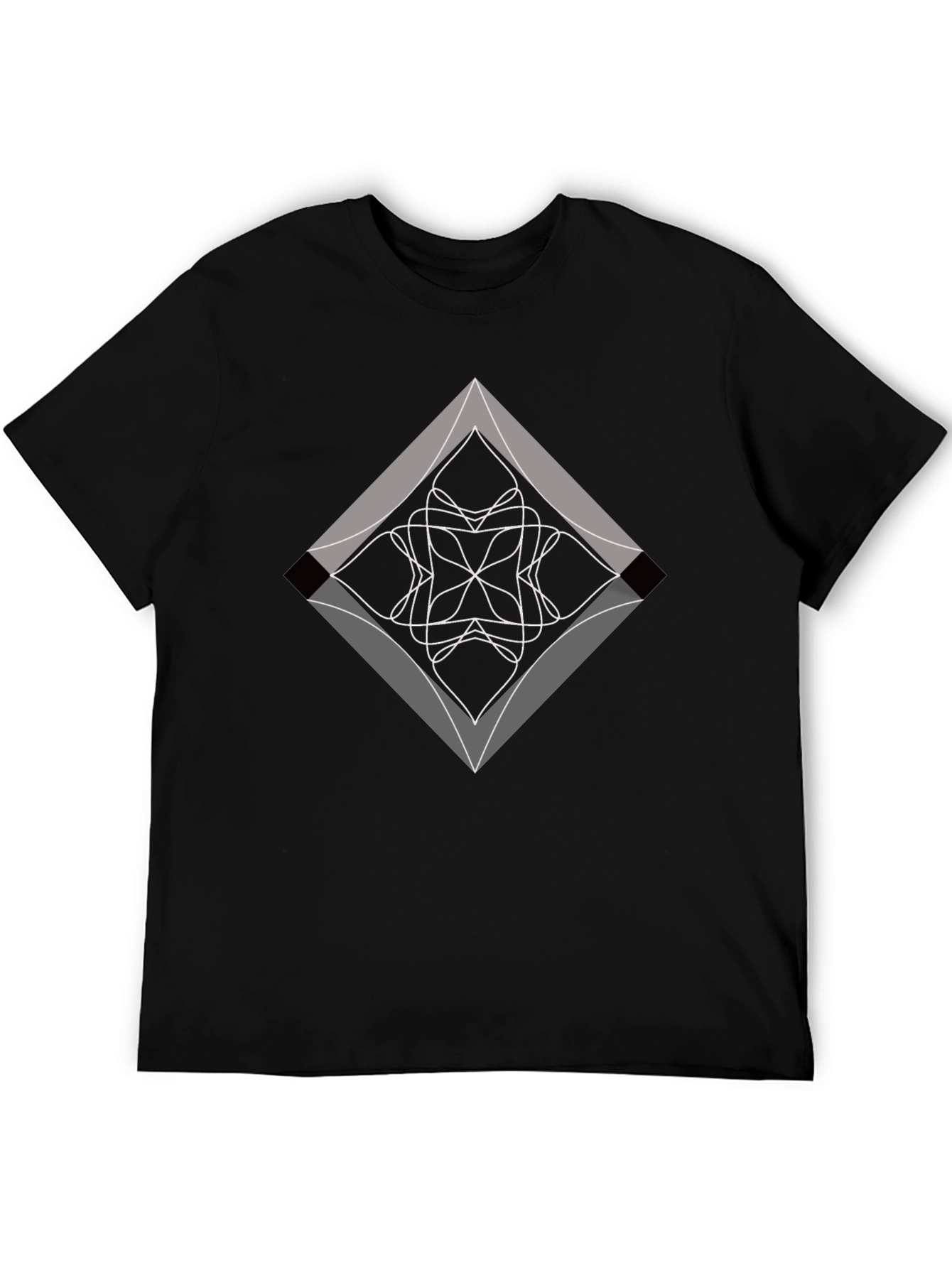 Abstract Diamond Graphic Black T-Shirt