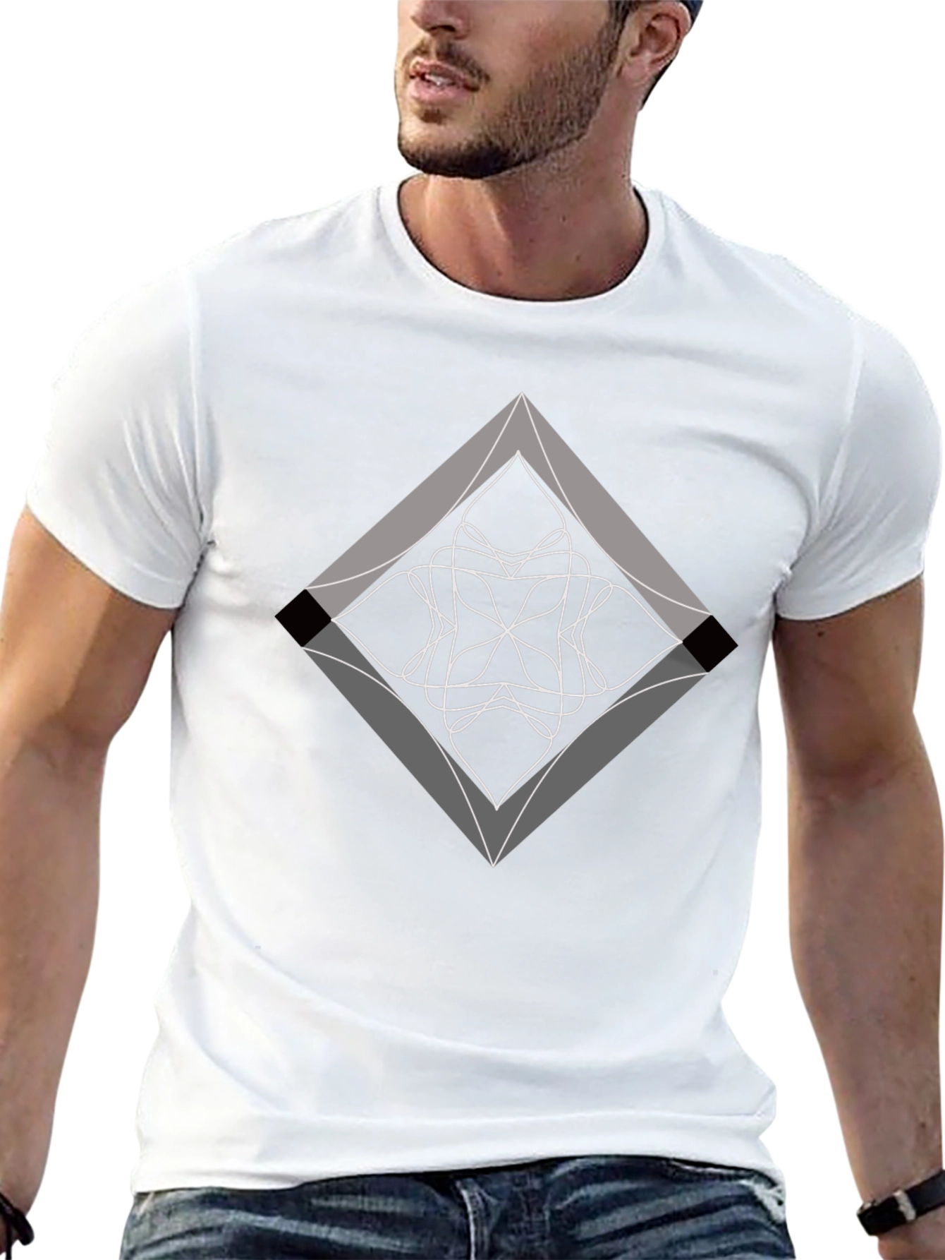Abstract Diamond Graphic Black T-Shirt