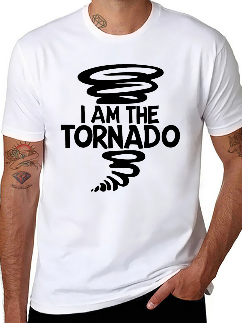 I Am The Tornado Graphic Print Black T-Shirt