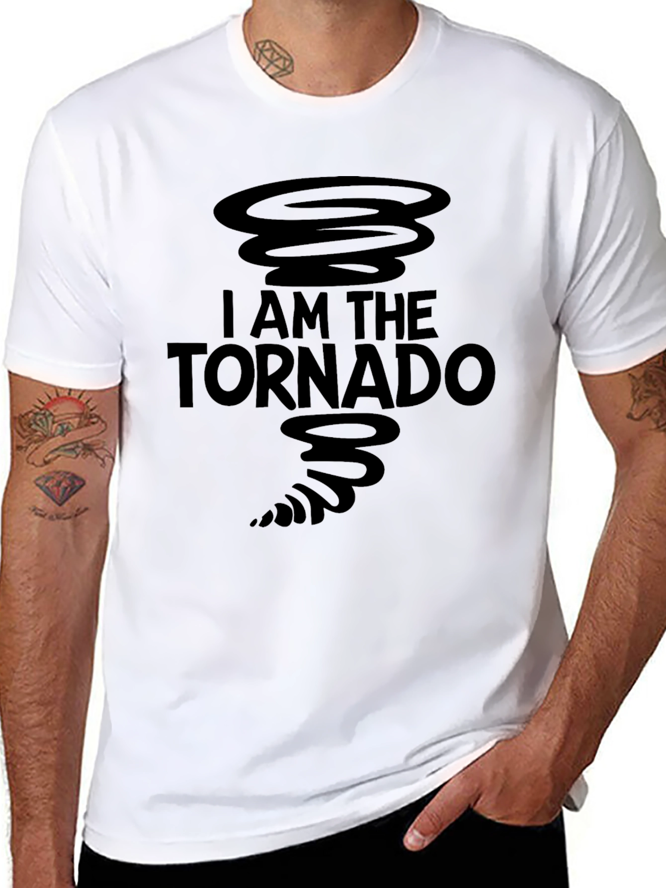 I Am The Tornado Graphic Print Black T-Shirt