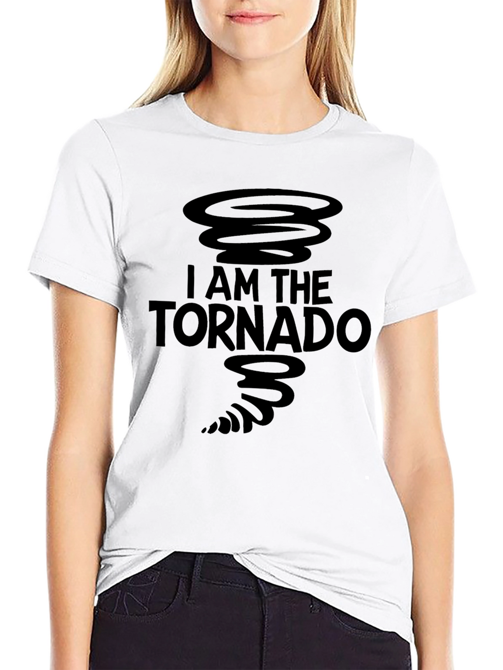 I Am The Tornado Graphic Print Black T-Shirt