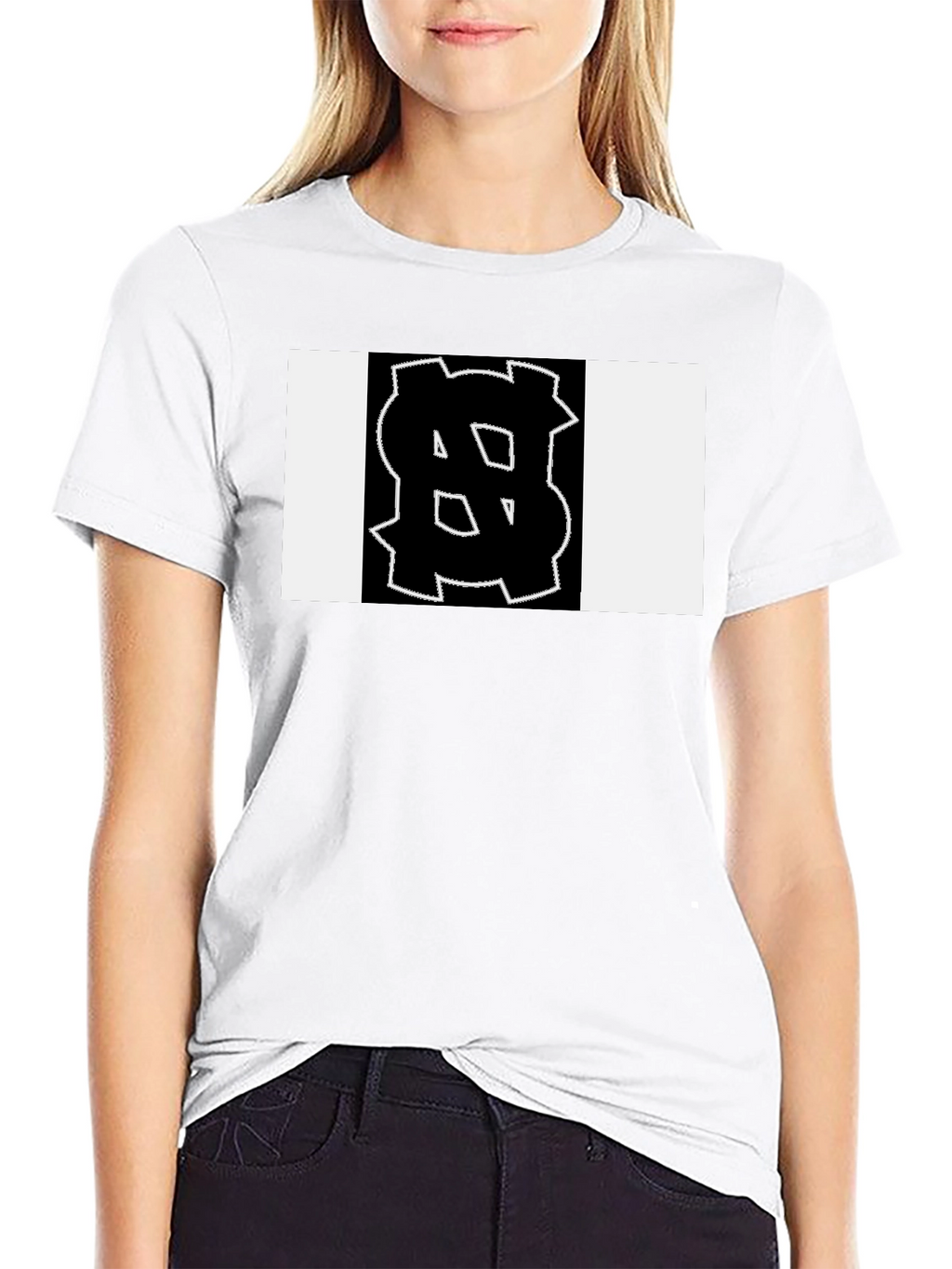 Black Tee with Bold Geometric Graphic