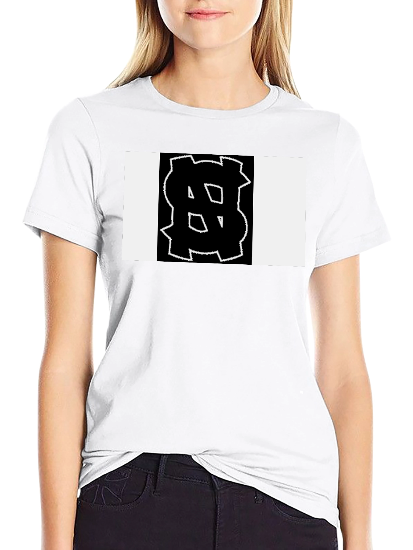Black Tee with Bold Geometric Graphic