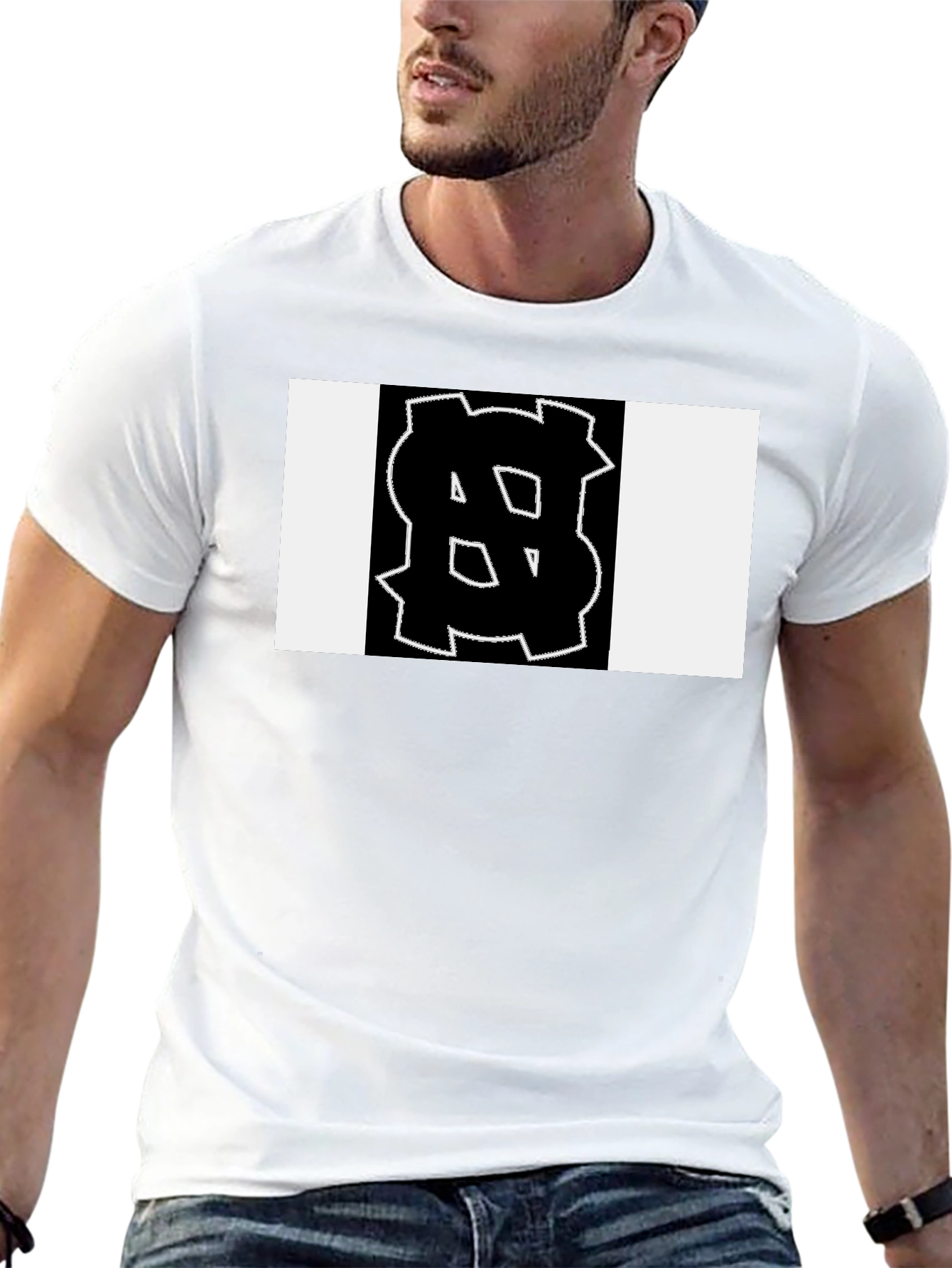 Black Tee with Bold Geometric Graphic