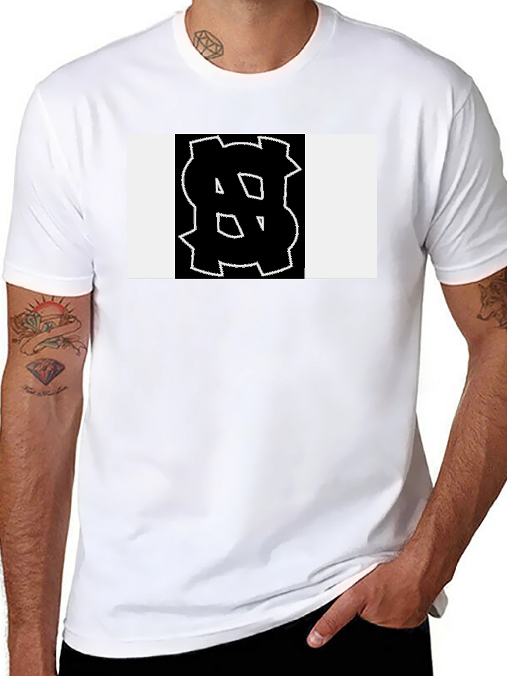 Black Tee with Bold Geometric Graphic