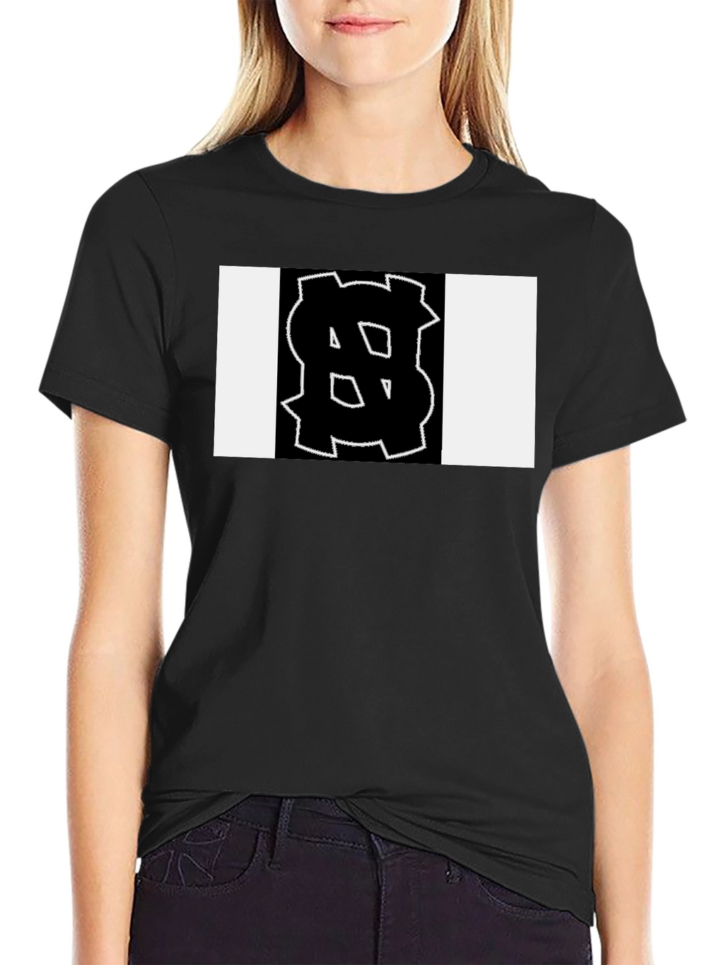 Black Tee with Bold Geometric Graphic