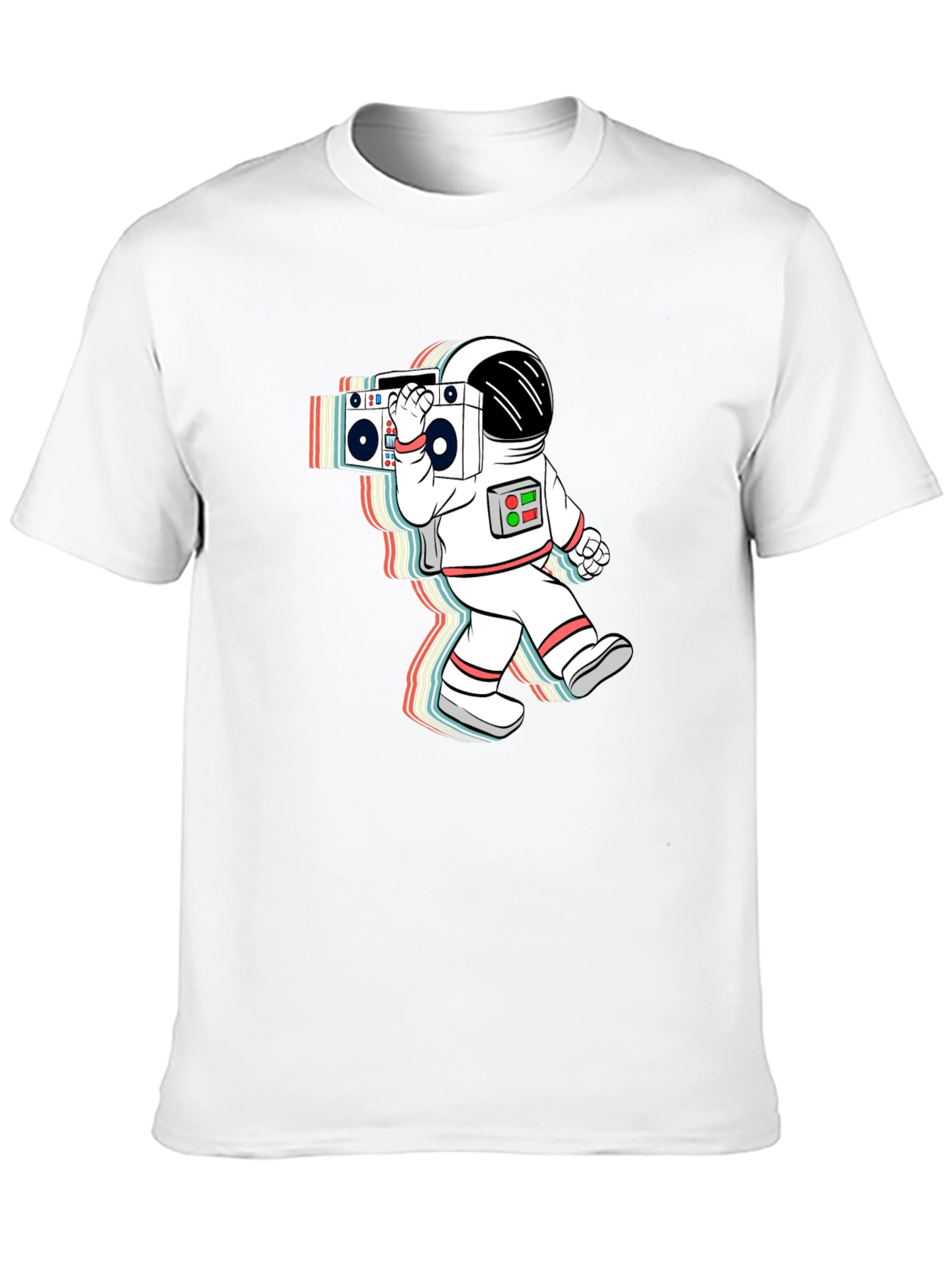 Retro Astronaut Boombox Black T-Shirt