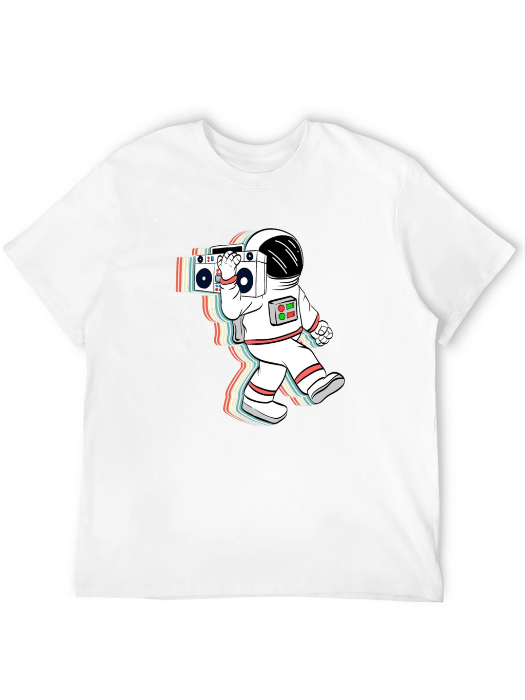 Retro Astronaut Boombox Black T-Shirt