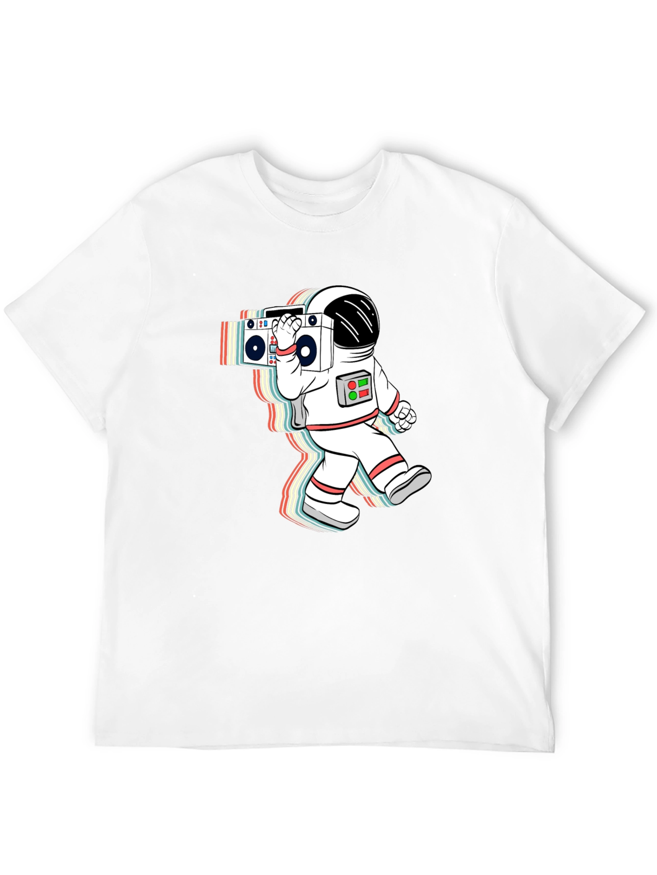 Retro Astronaut Boombox Black T-Shirt