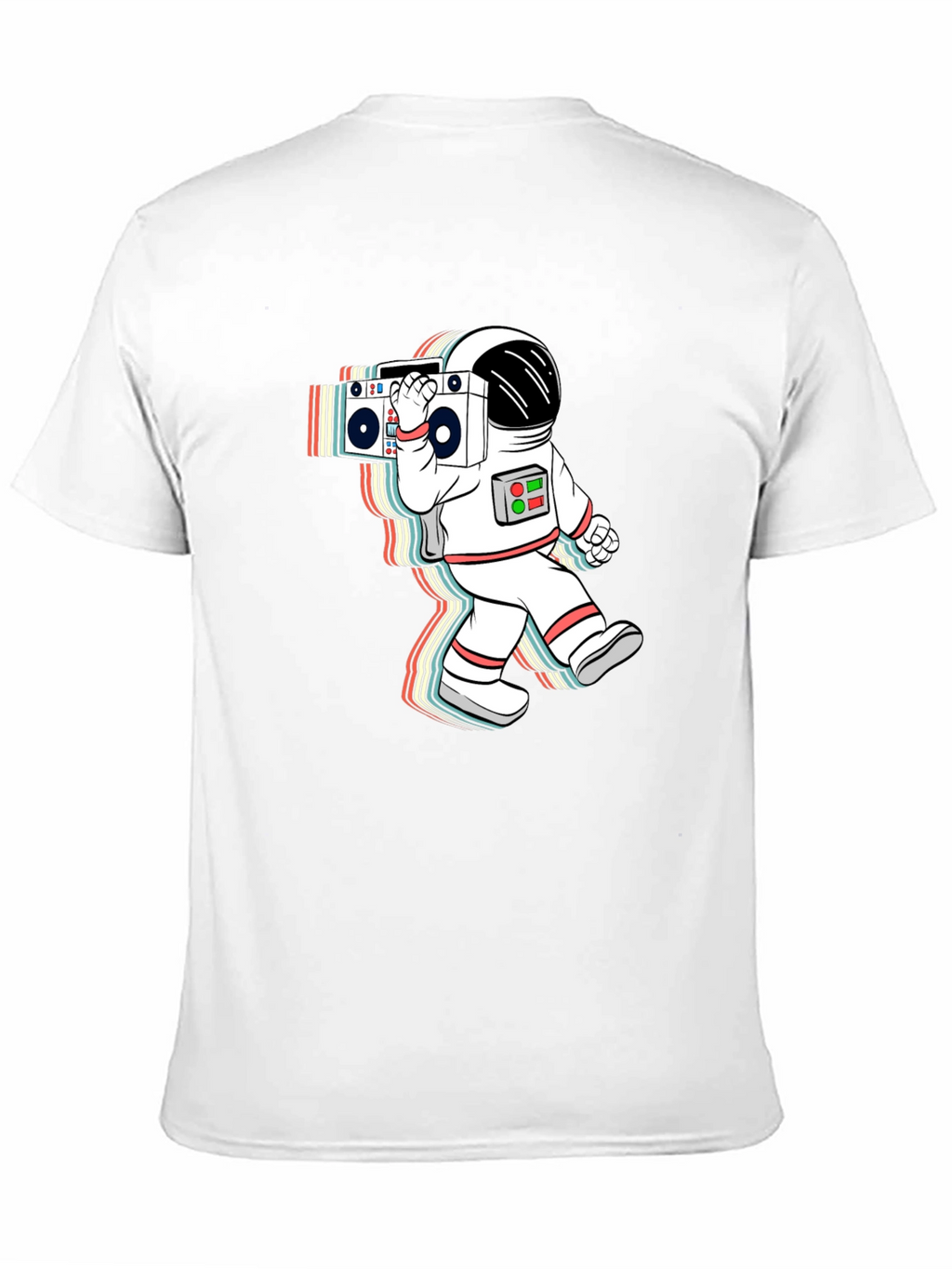 Retro Astronaut Boombox Black T-Shirt