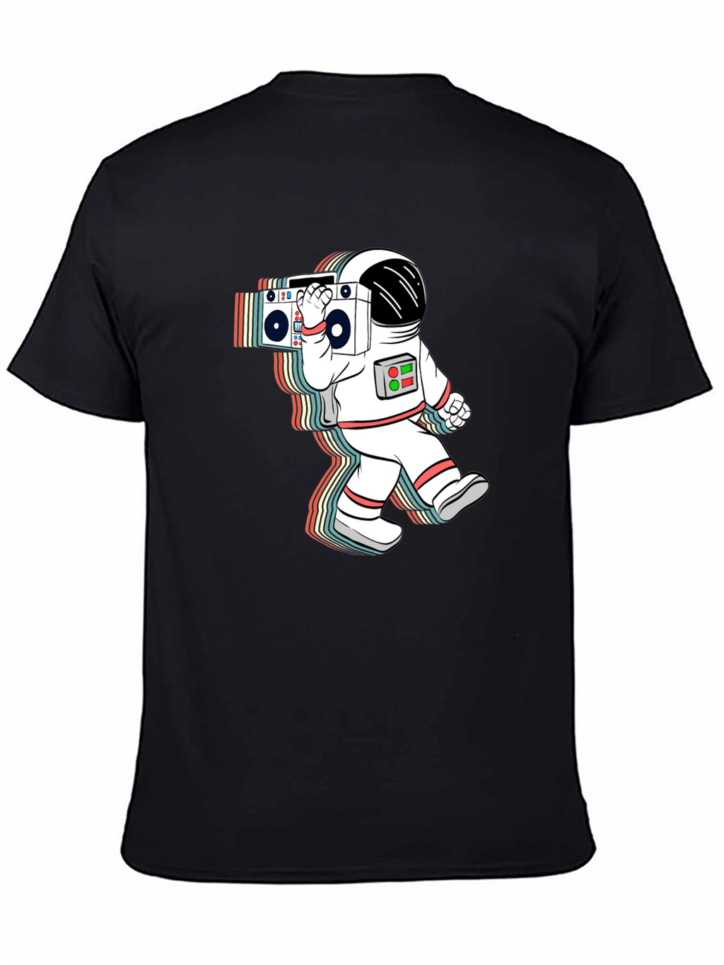 Retro Astronaut Boombox Black T-Shirt