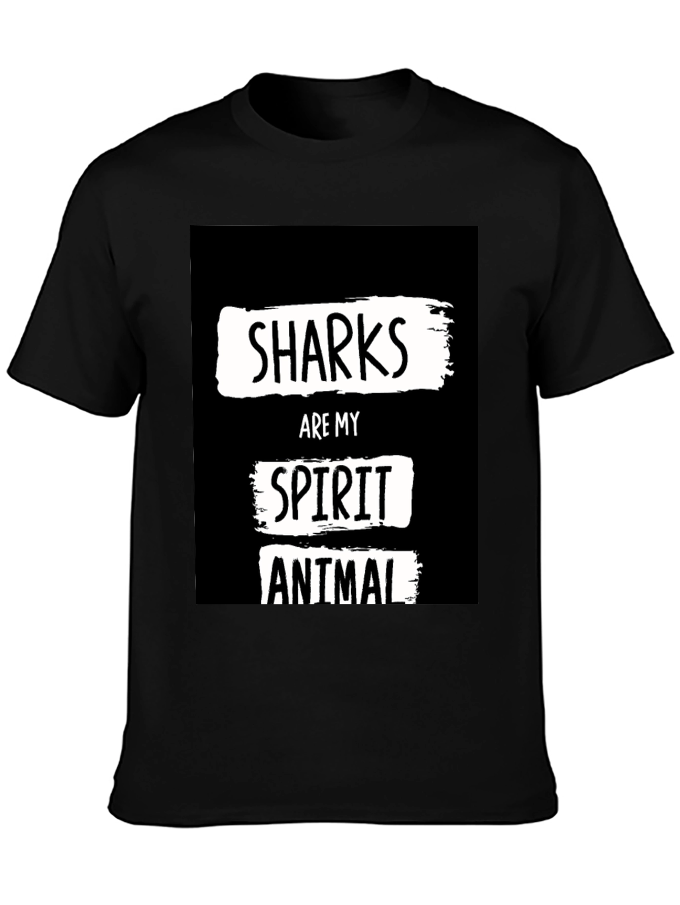 Shark Spirit Animal Black Graphic T-Shirt