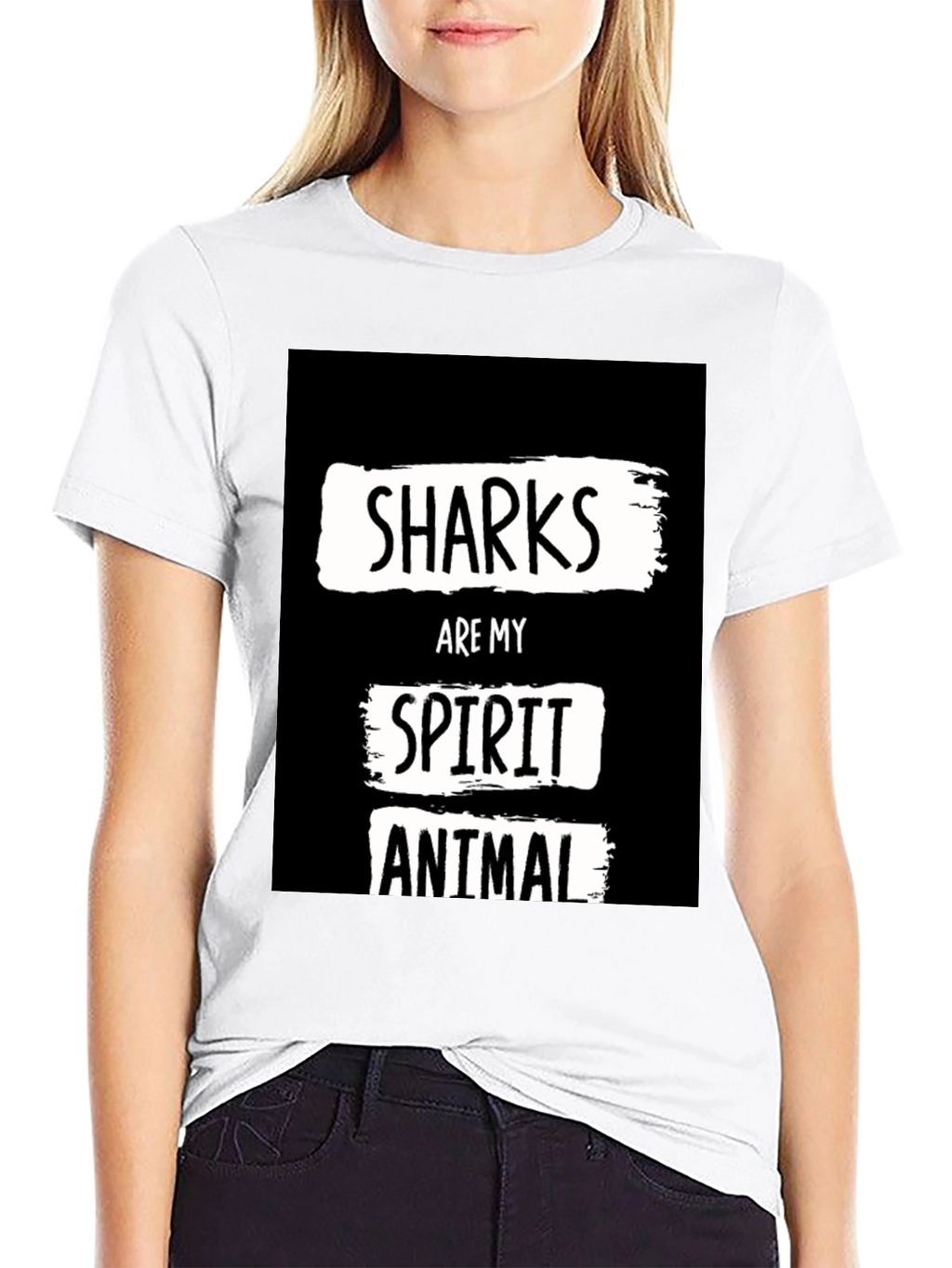 Shark Spirit Animal Black Graphic T-Shirt