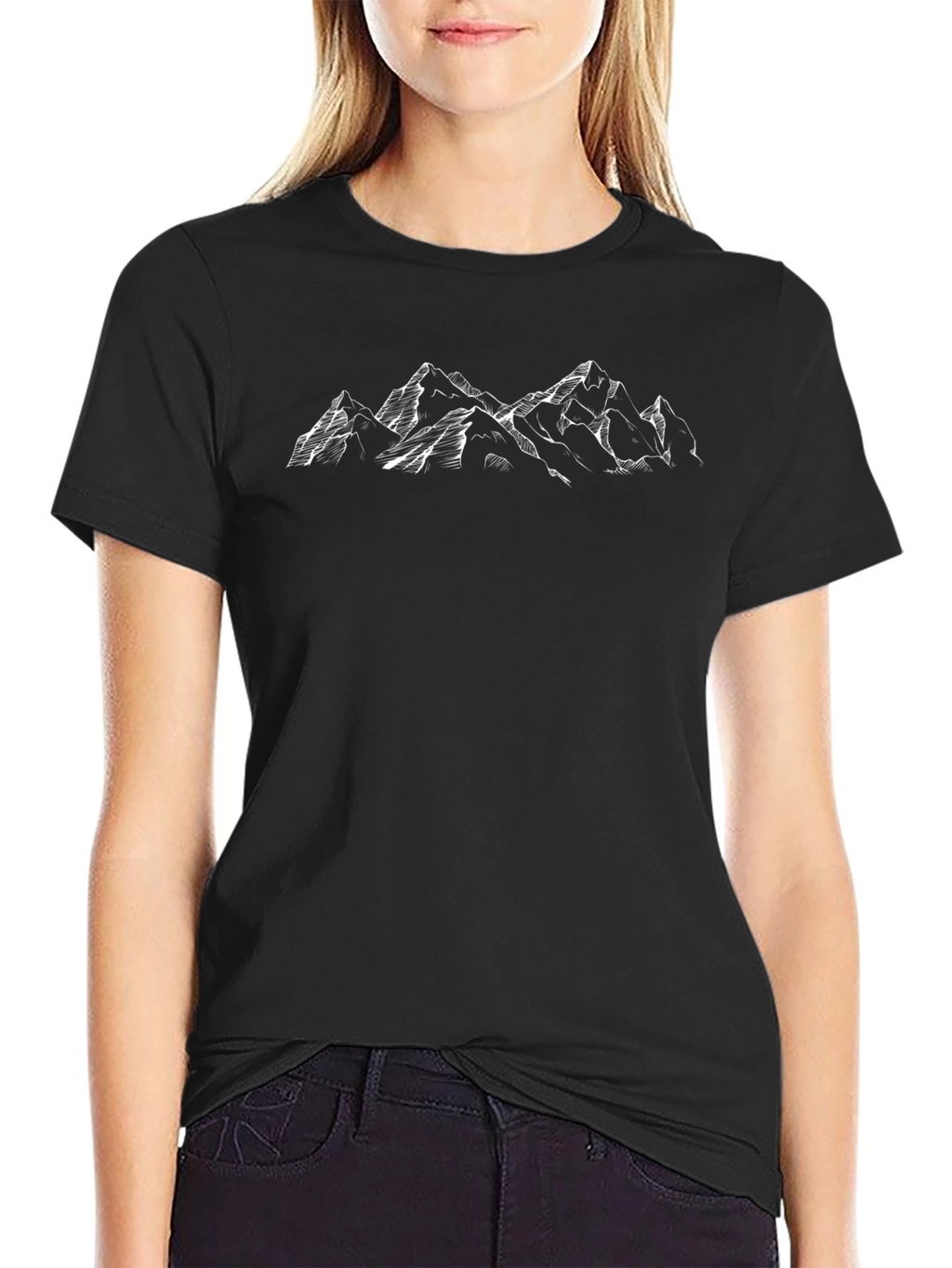 Mountain Sketch Graphic Black T-Shirt