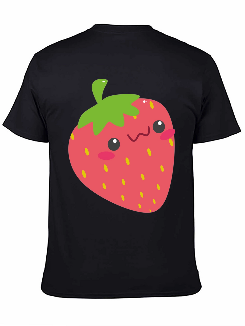 Cute Strawberry Graphic Tee - Black Cotton T-Shirt