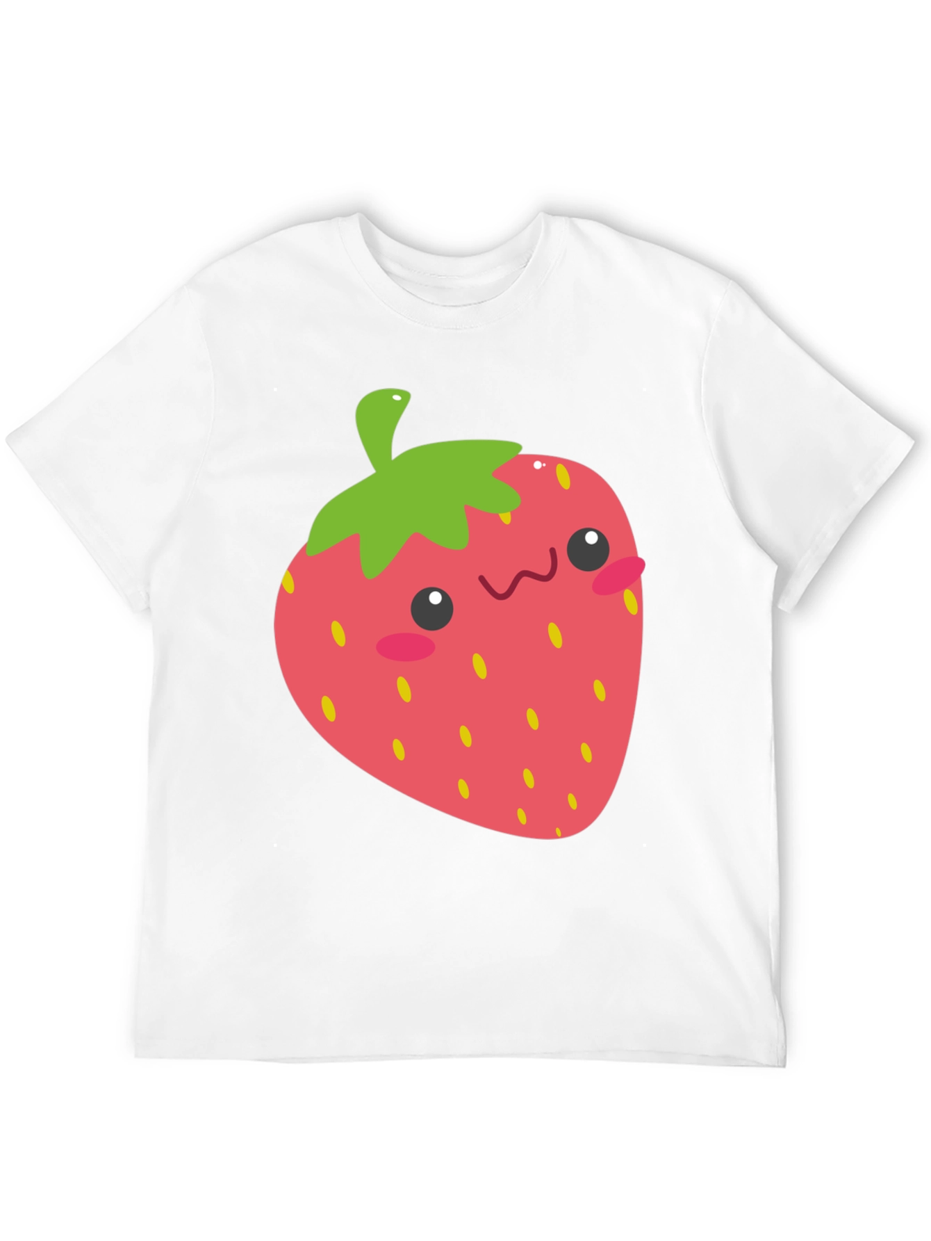 Cute Strawberry Graphic Tee - Black Cotton T-Shirt