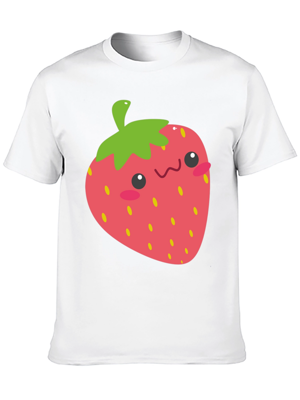 Cute Strawberry Graphic Tee - Black Cotton T-Shirt
