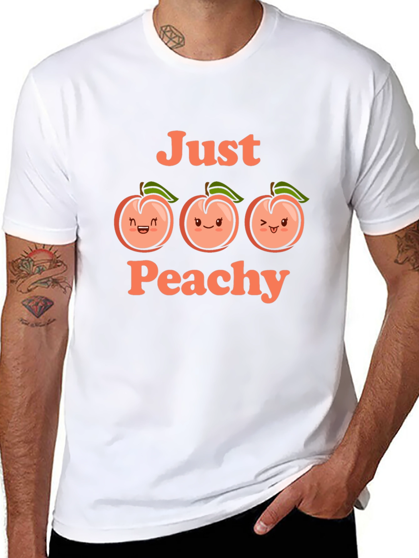 Just Peachy Graphic Tee - Cute Fruit T-Shirt