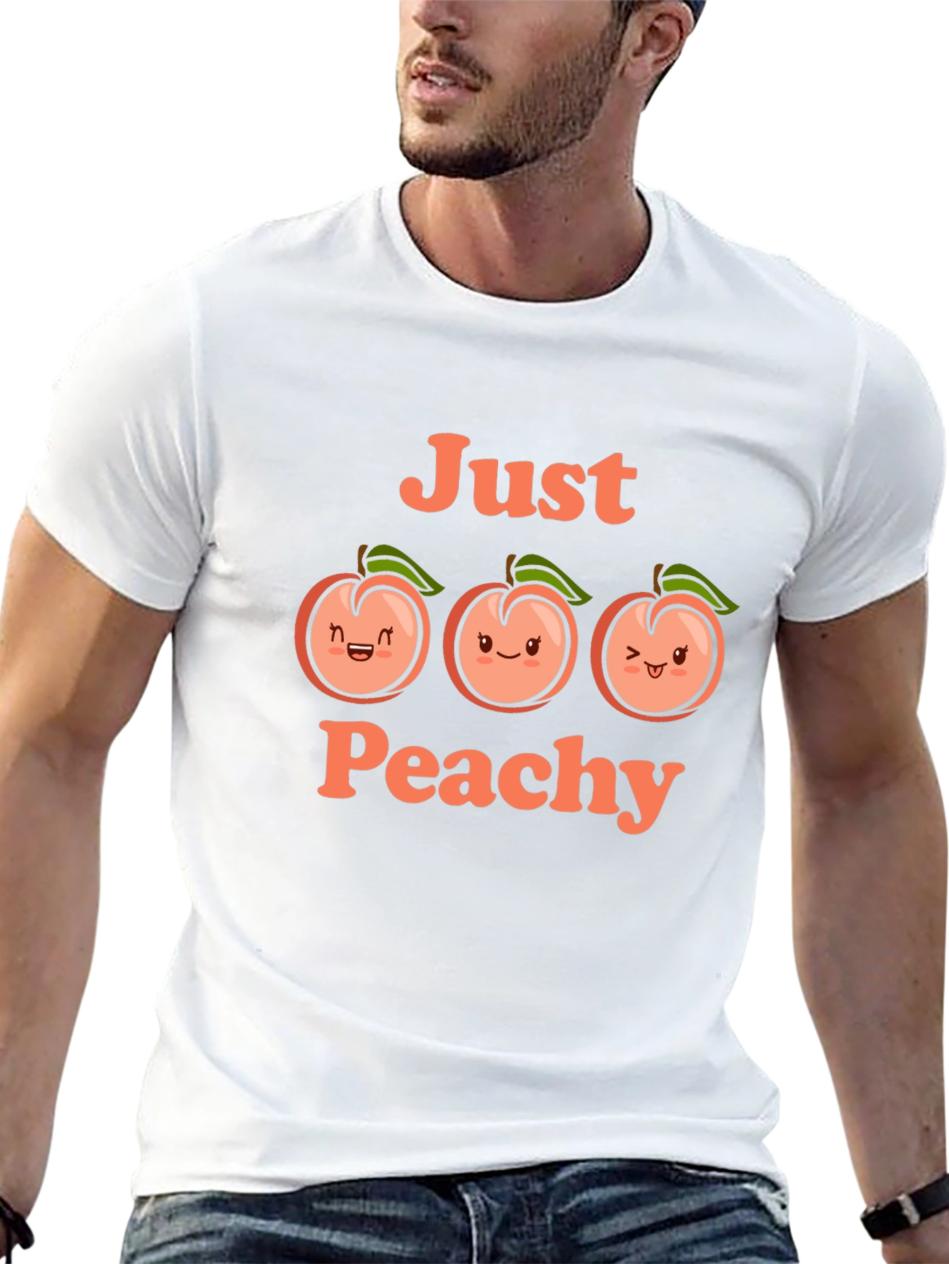Just Peachy Graphic Tee - Cute Fruit T-Shirt