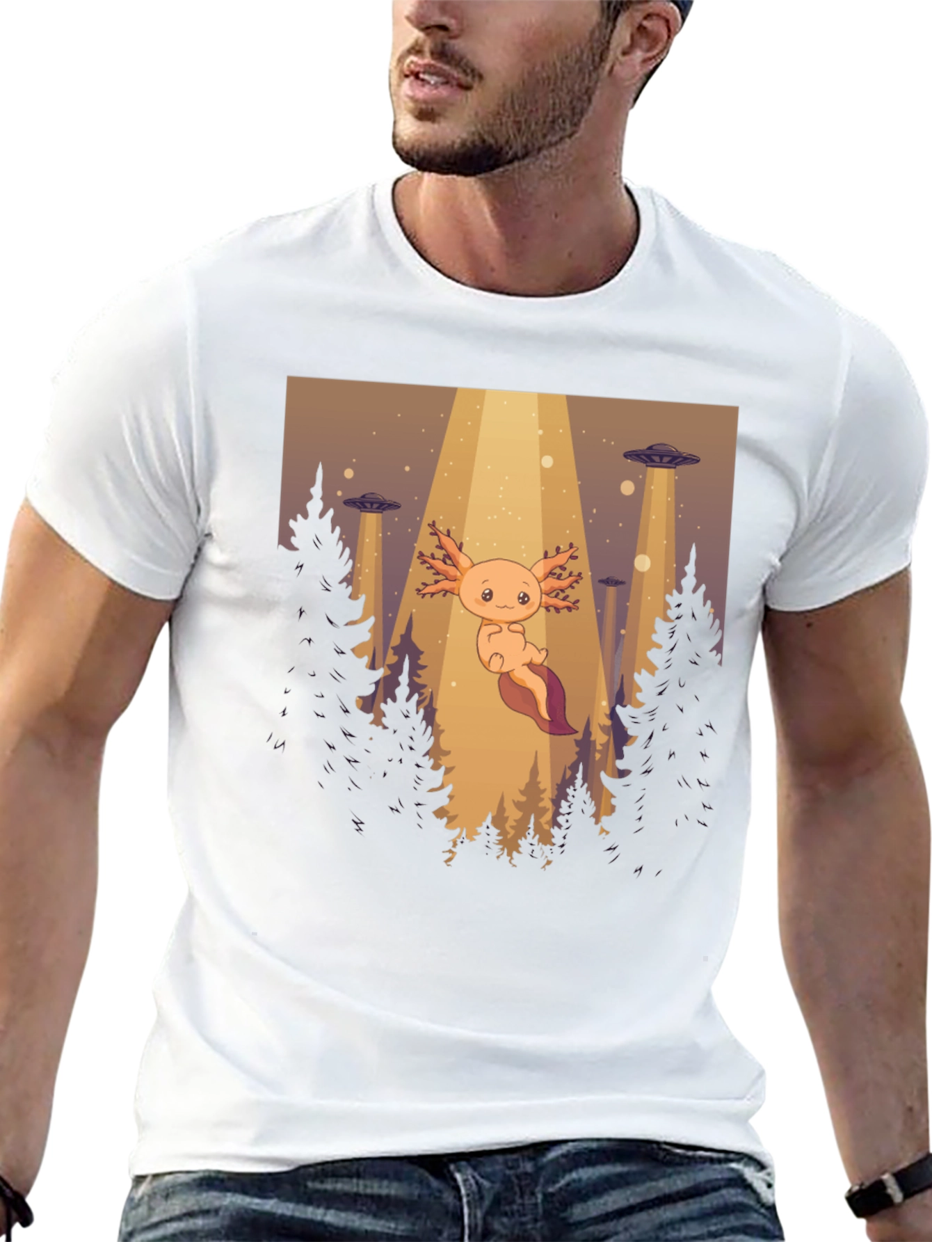 Axolotl UFO Abduction T-Shirt