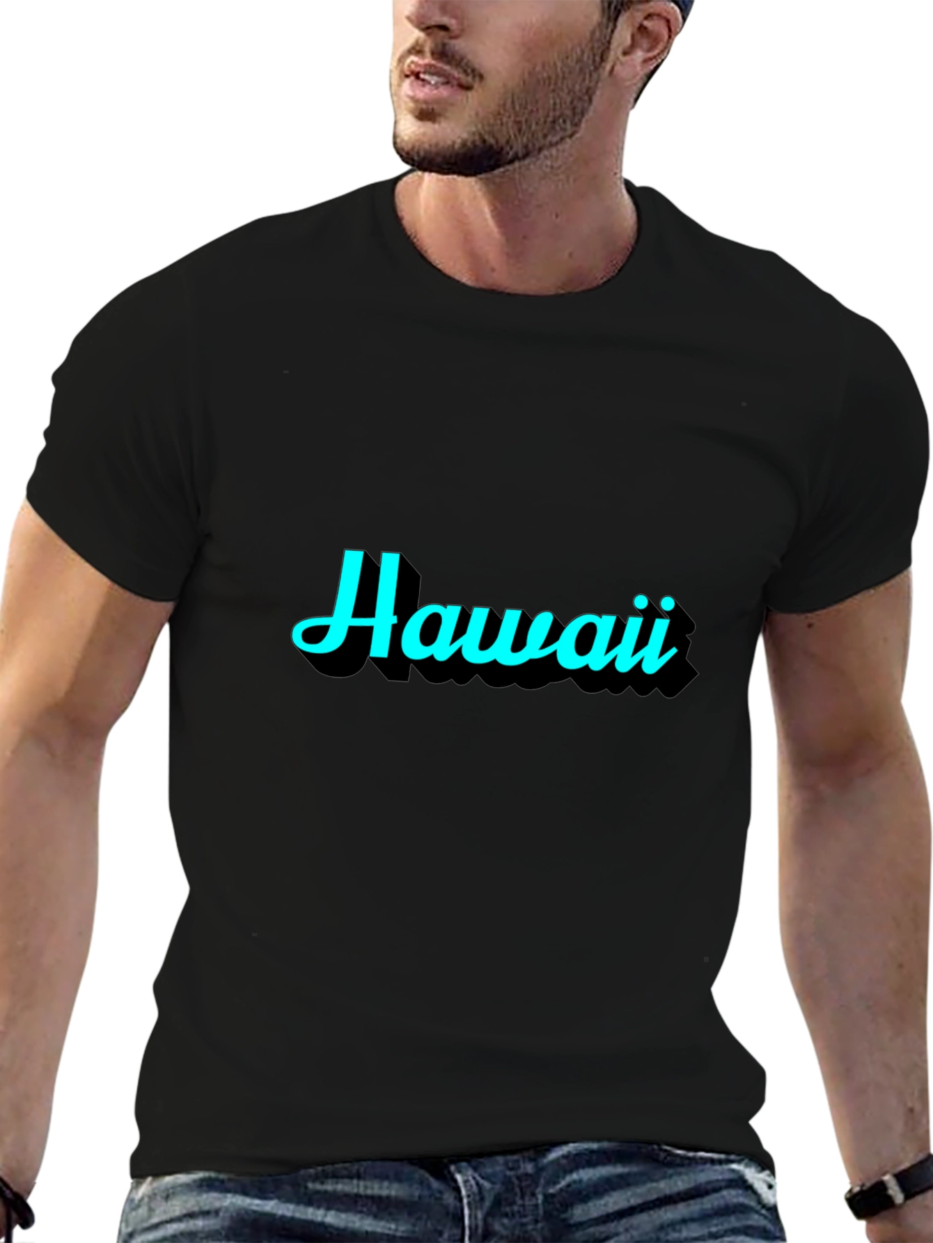 Hawaii Graphic Print Black T-Shirt