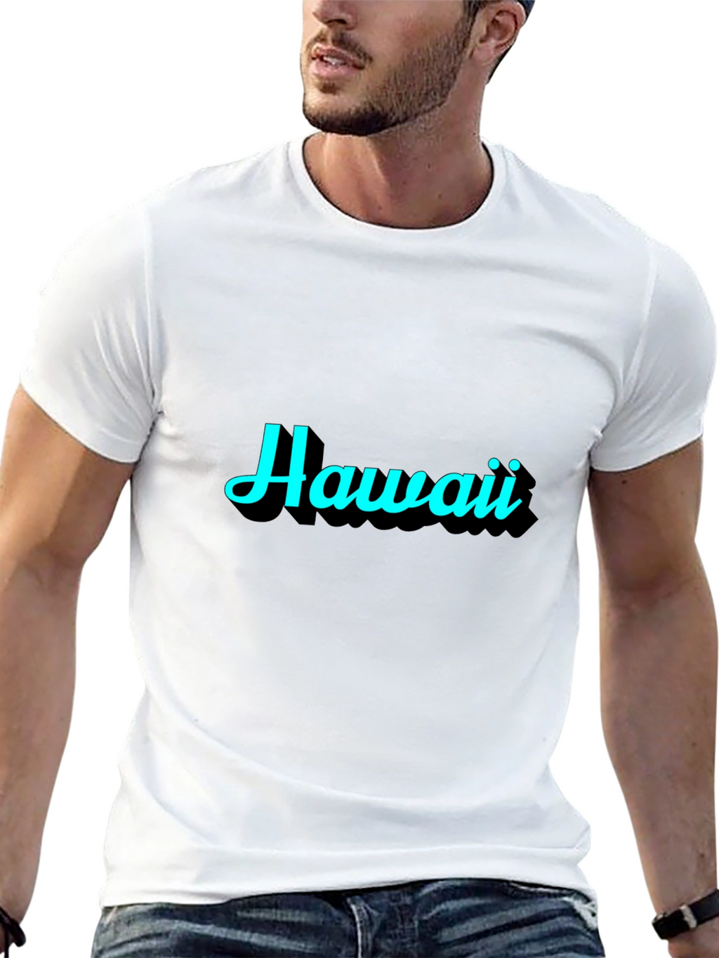 Hawaii Graphic Print Black T-Shirt