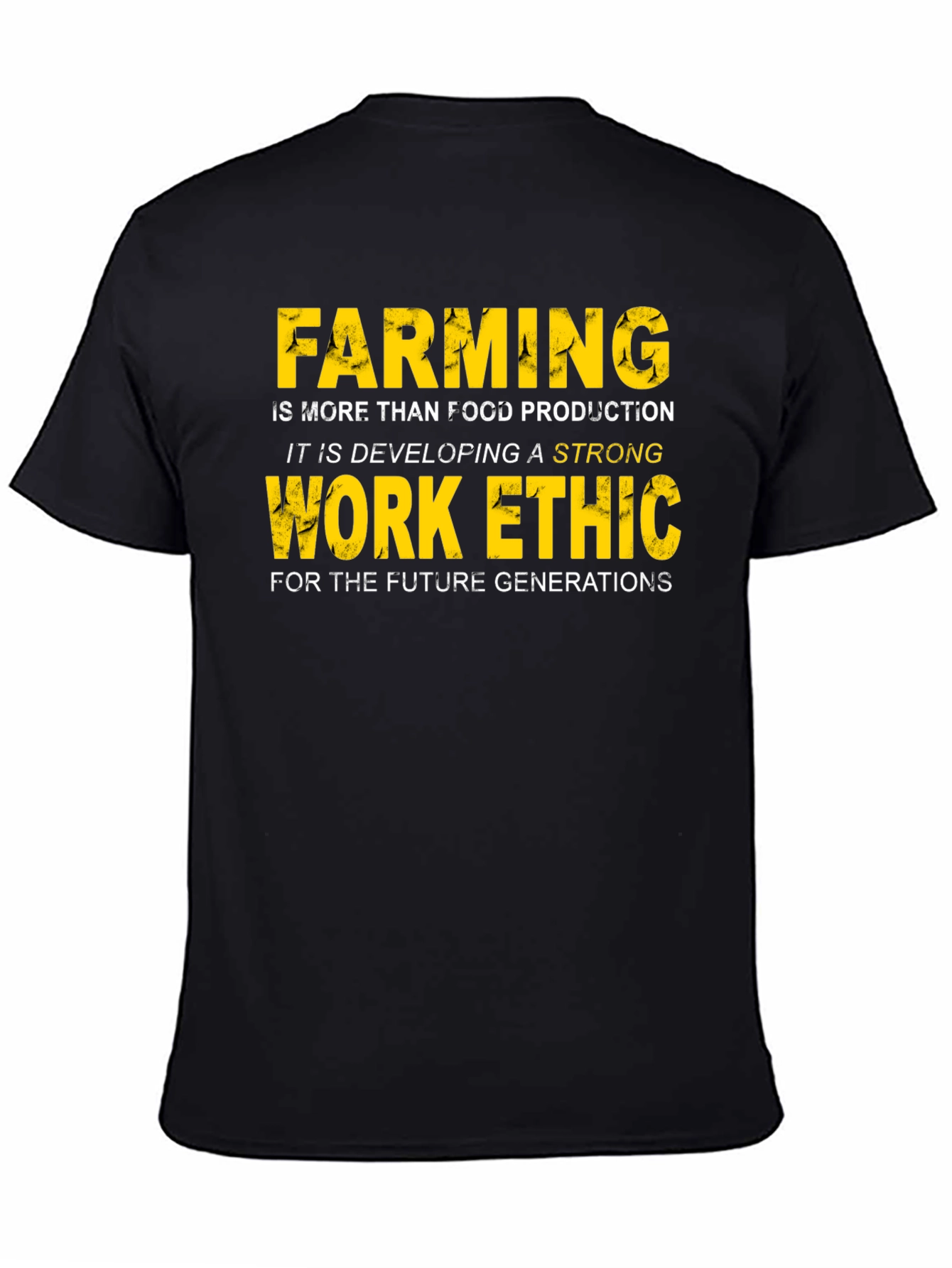 Farming Work Ethic Graphic Tee - Black Crew Neck T-Shirt