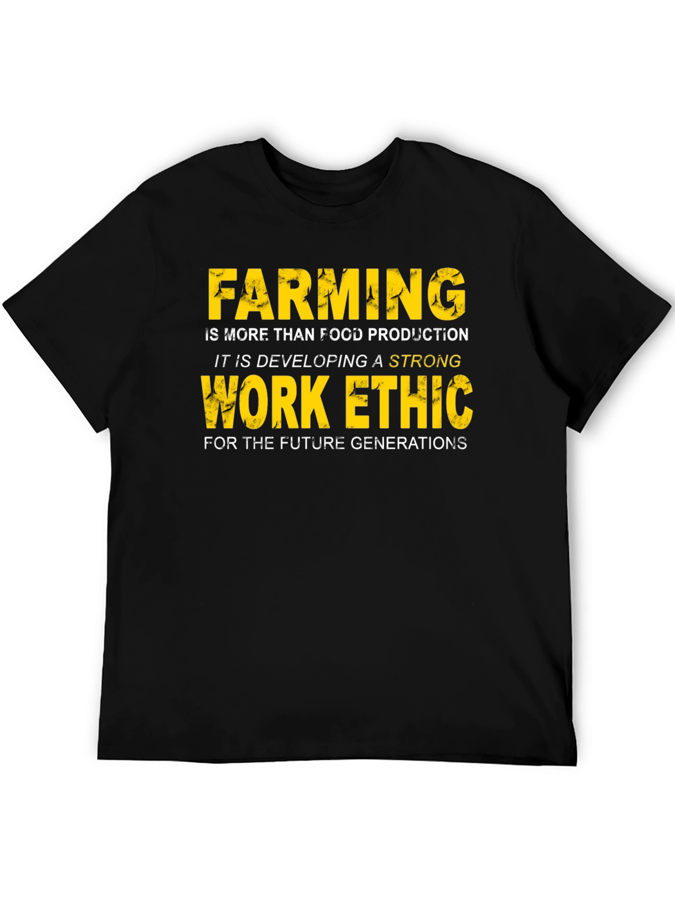 Farming Work Ethic Graphic Tee - Black Crew Neck T-Shirt