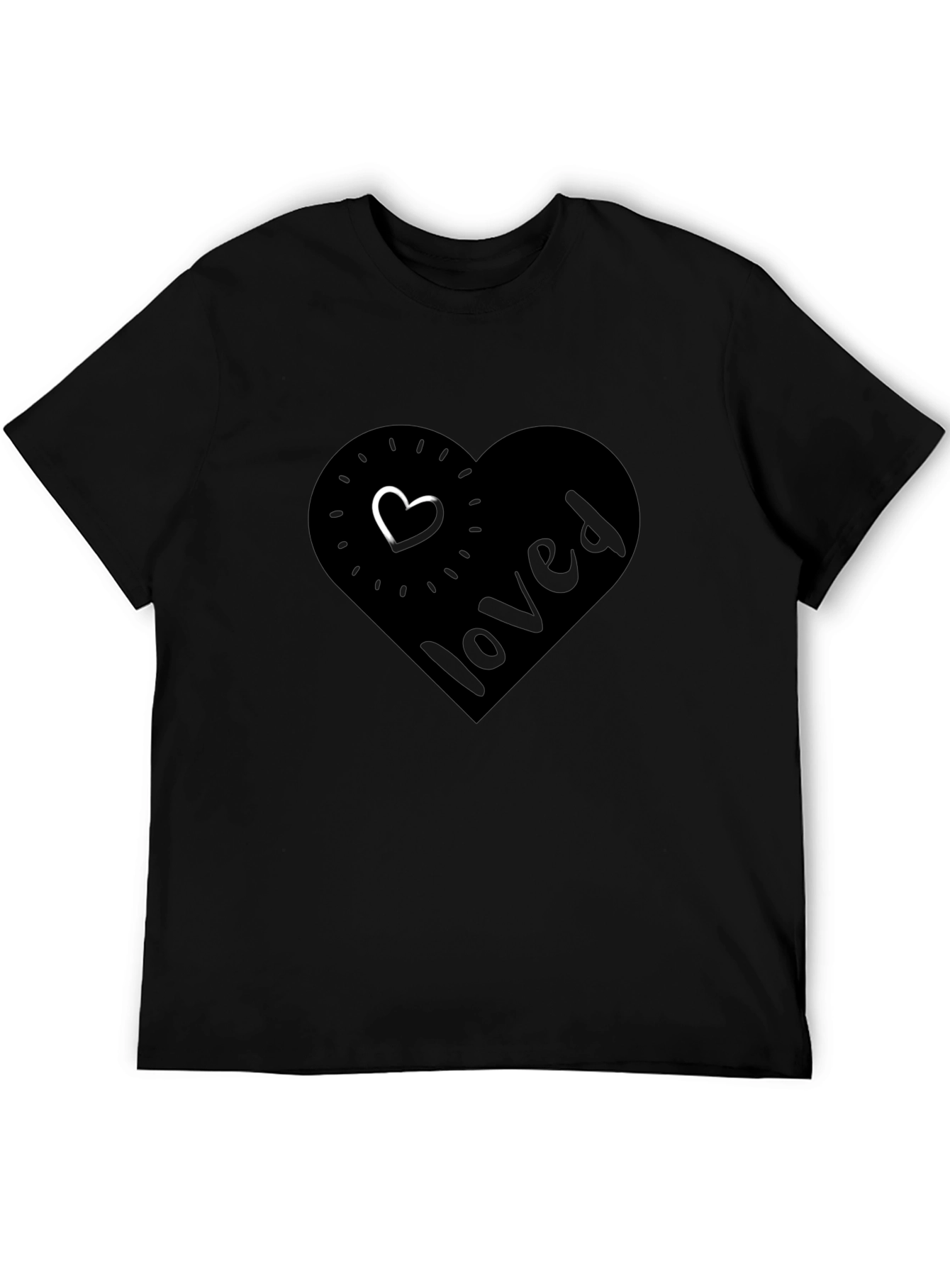 Loved Heart Graphic T-Shirt - Casual Black Tee