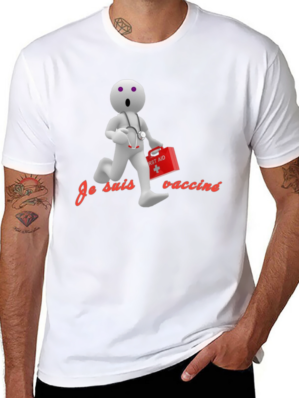 Vaccinated Cartoon Doctor T-Shirt - Novelty Design