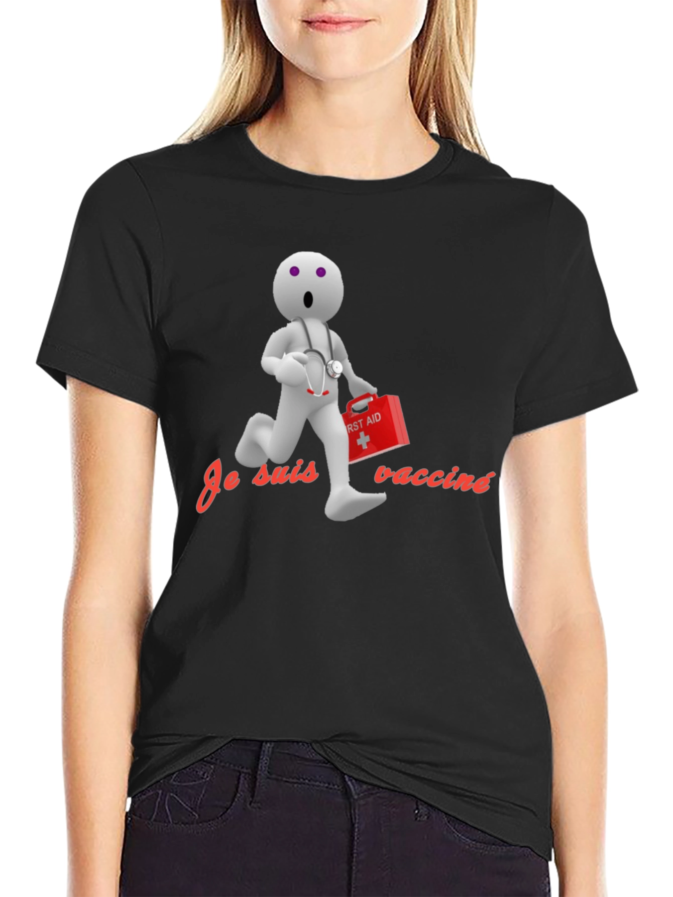 Vaccinated Cartoon Doctor T-Shirt - Novelty Design