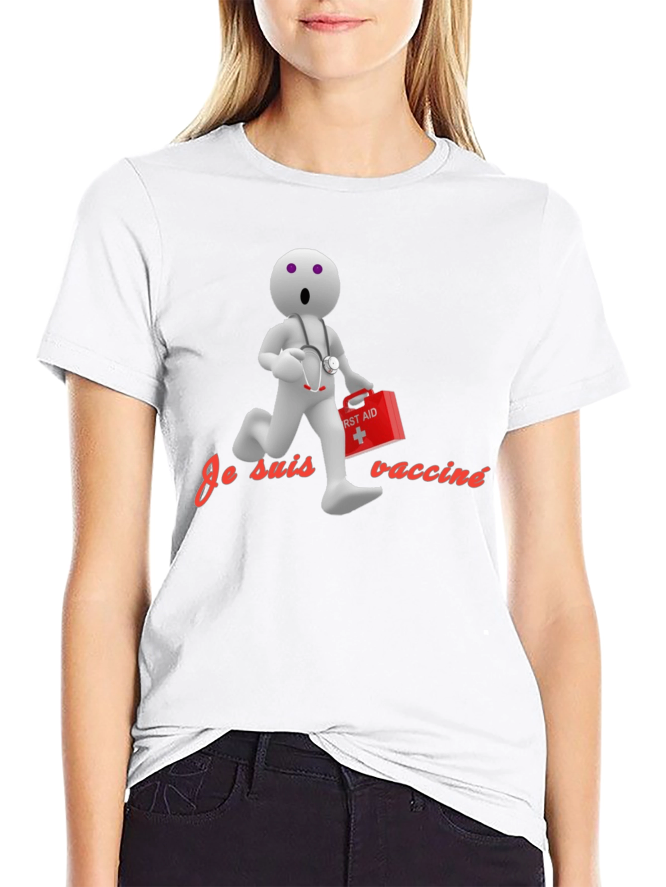 Vaccinated Cartoon Doctor T-Shirt - Novelty Design