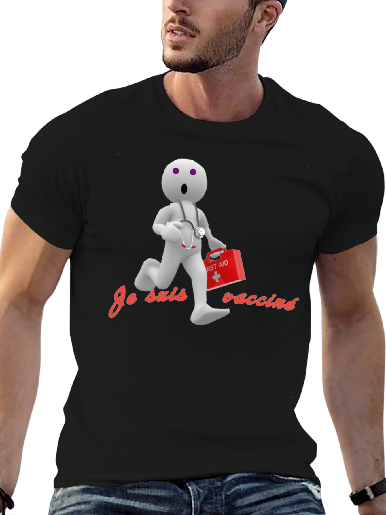 Vaccinated Cartoon Doctor T-Shirt - Novelty Design