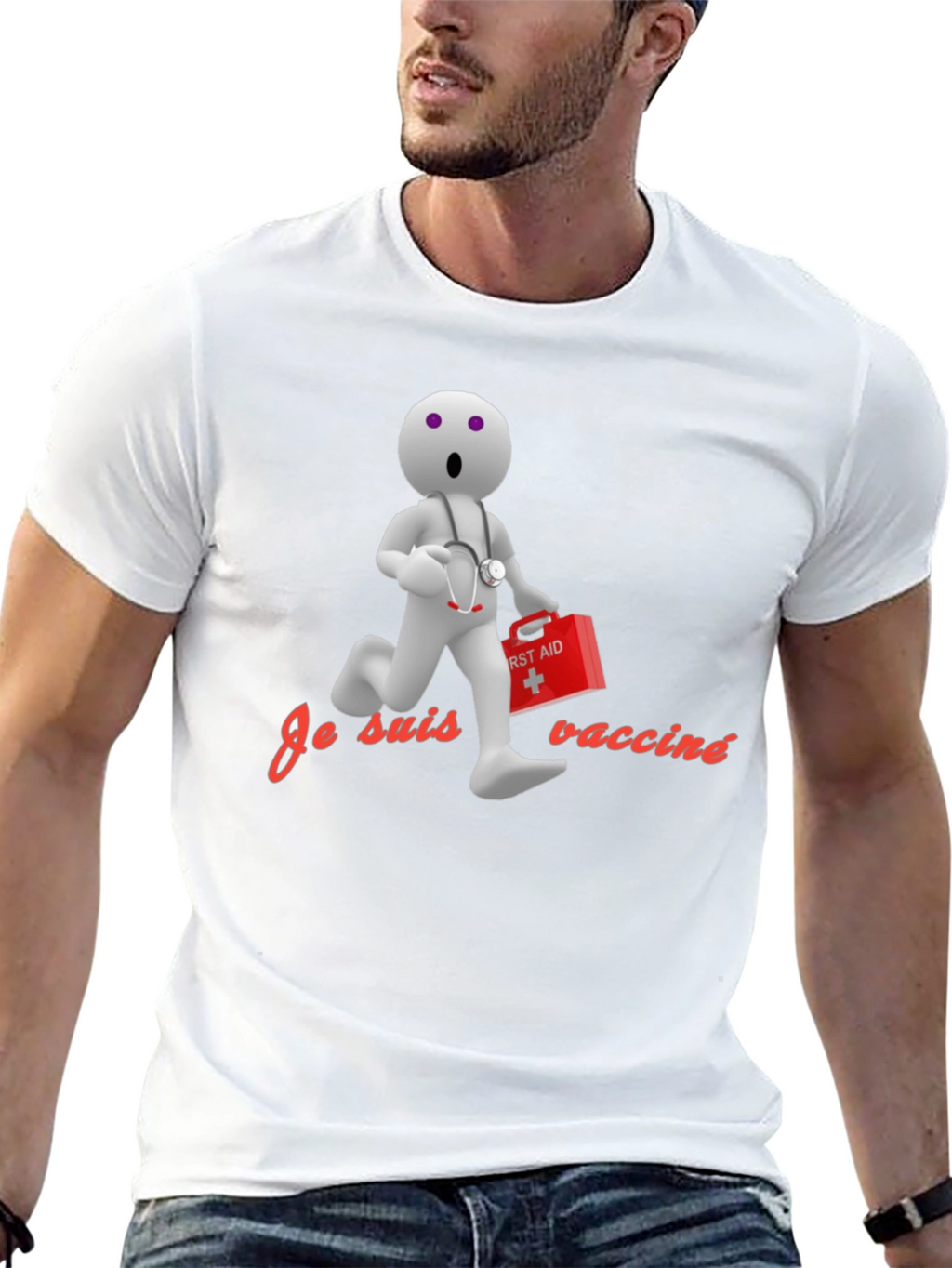 Vaccinated Cartoon Doctor T-Shirt - Novelty Design