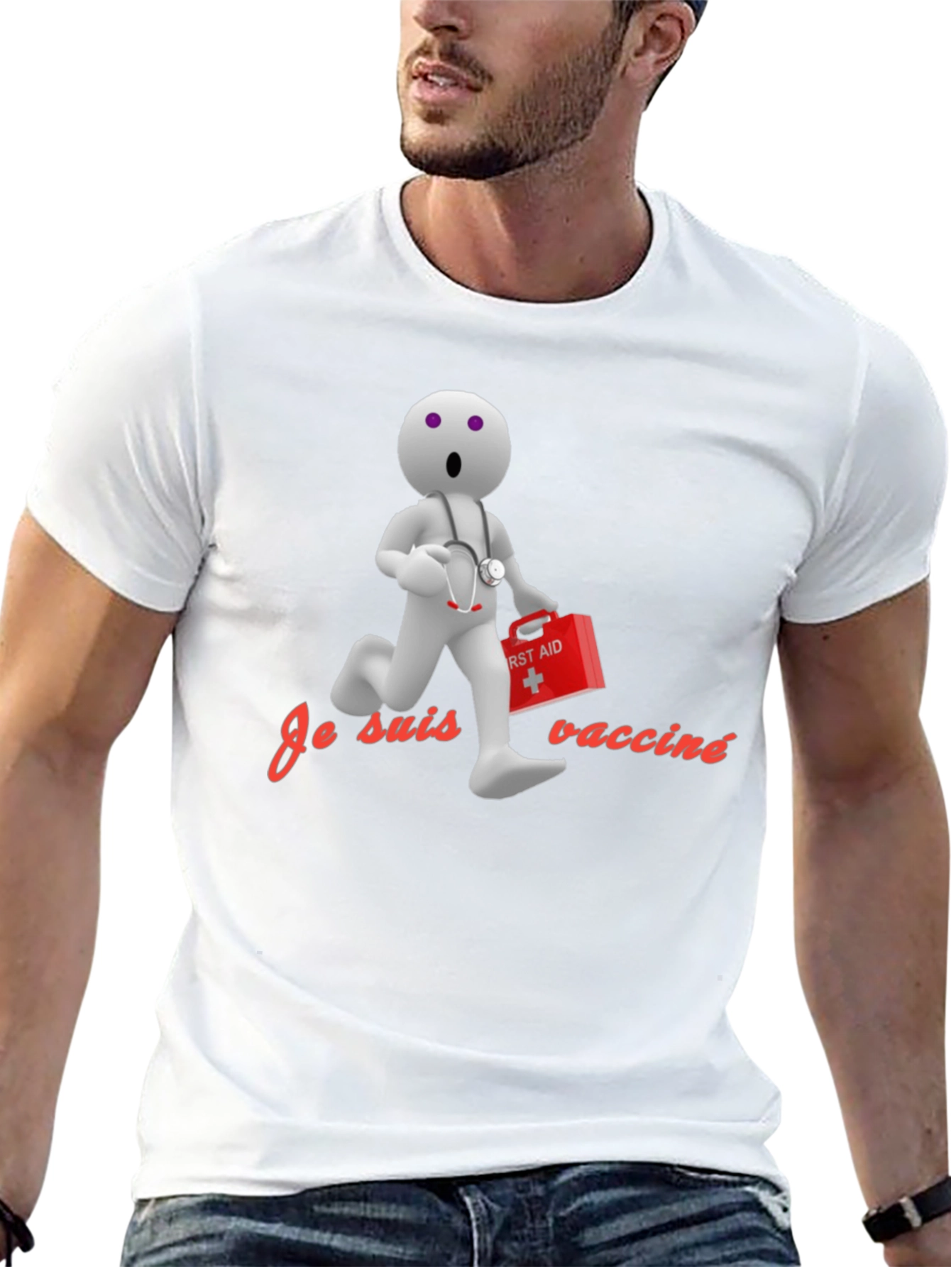 Vaccinated Cartoon Doctor T-Shirt - Novelty Design