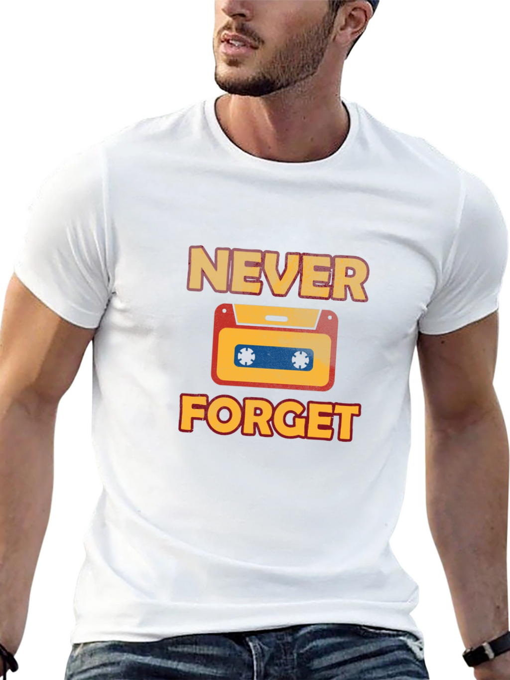 Retro Never Forget Cassette Graphic T-Shirt