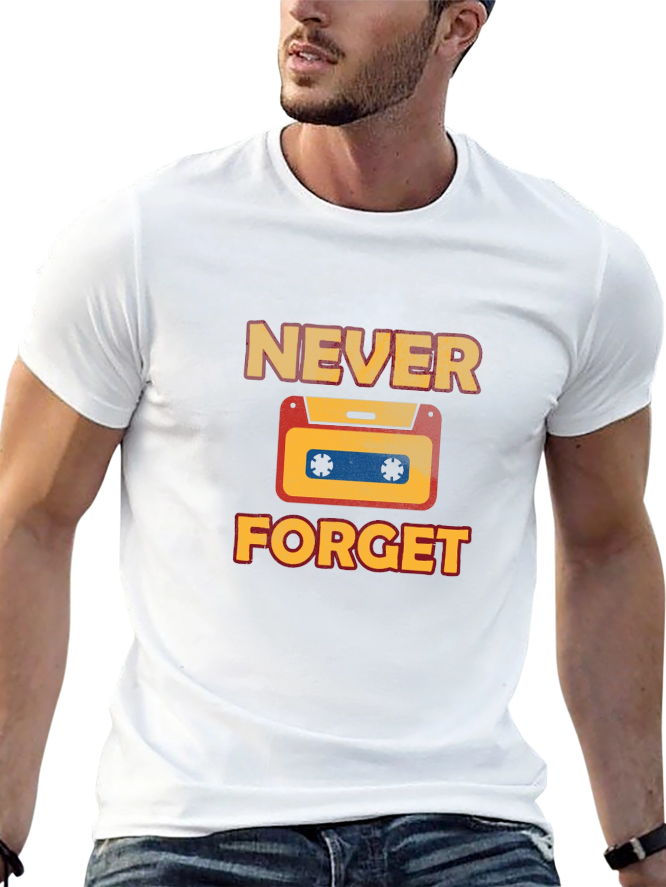 Retro Never Forget Cassette Graphic T-Shirt
