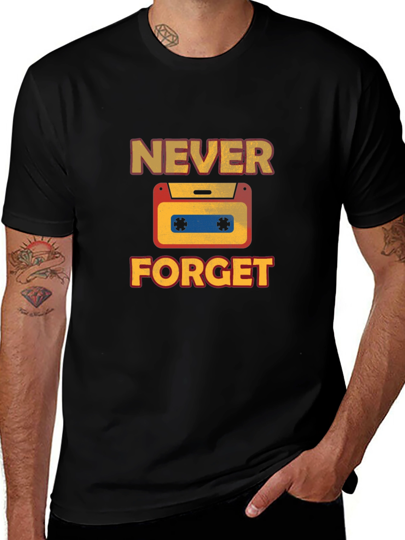 Retro Never Forget Cassette Graphic T-Shirt