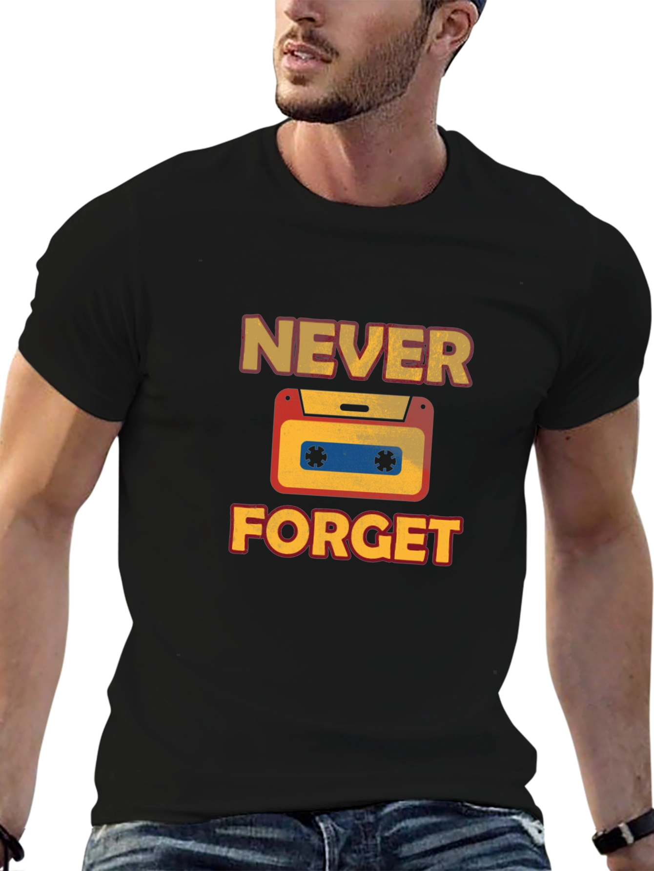 Retro Never Forget Cassette Graphic T-Shirt