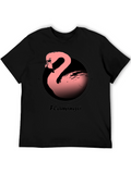 Pink Flamingo Graphic Tee - Black Casual T-Shirt