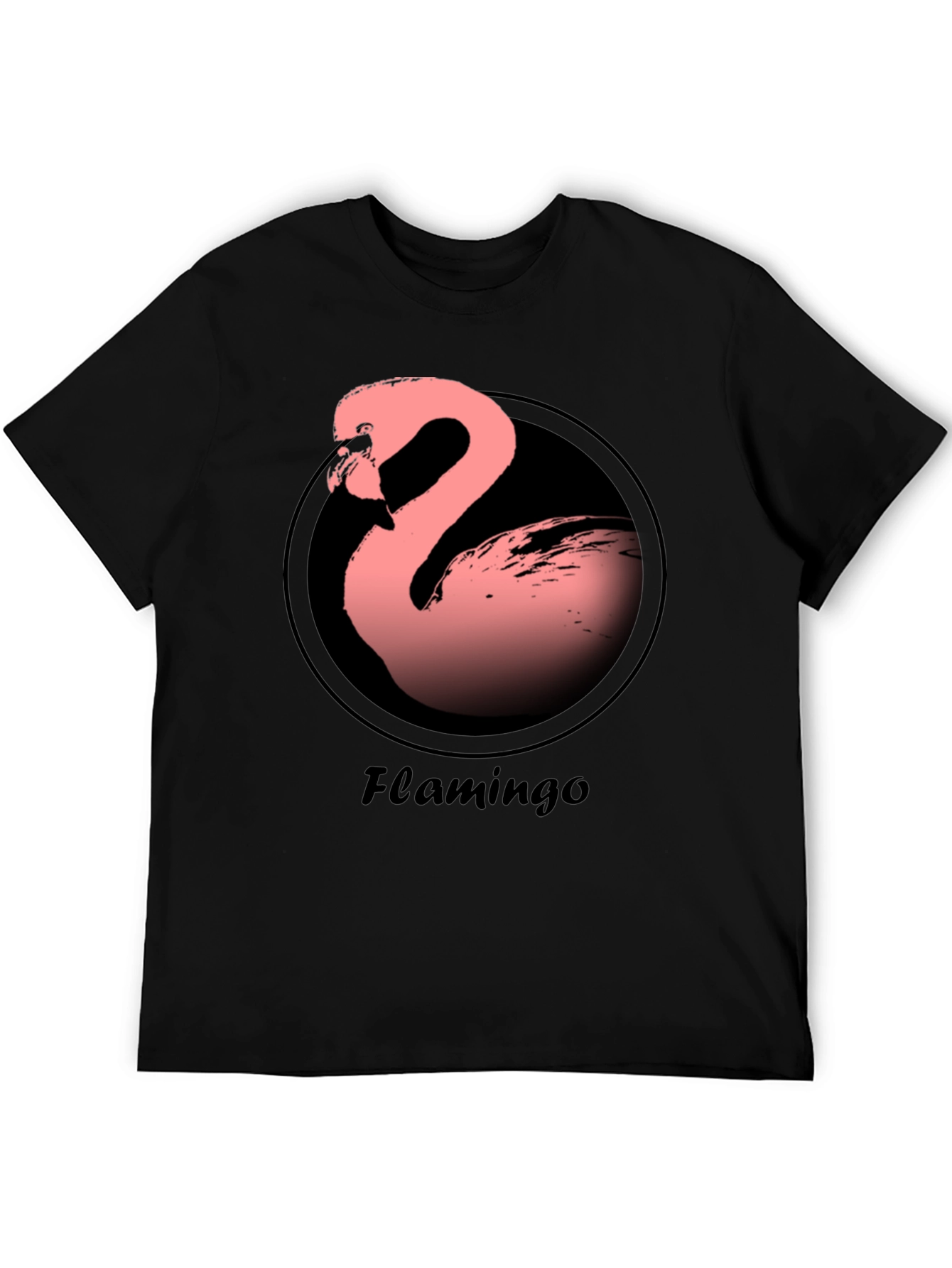 Pink Flamingo Graphic Tee - Black Casual T-Shirt